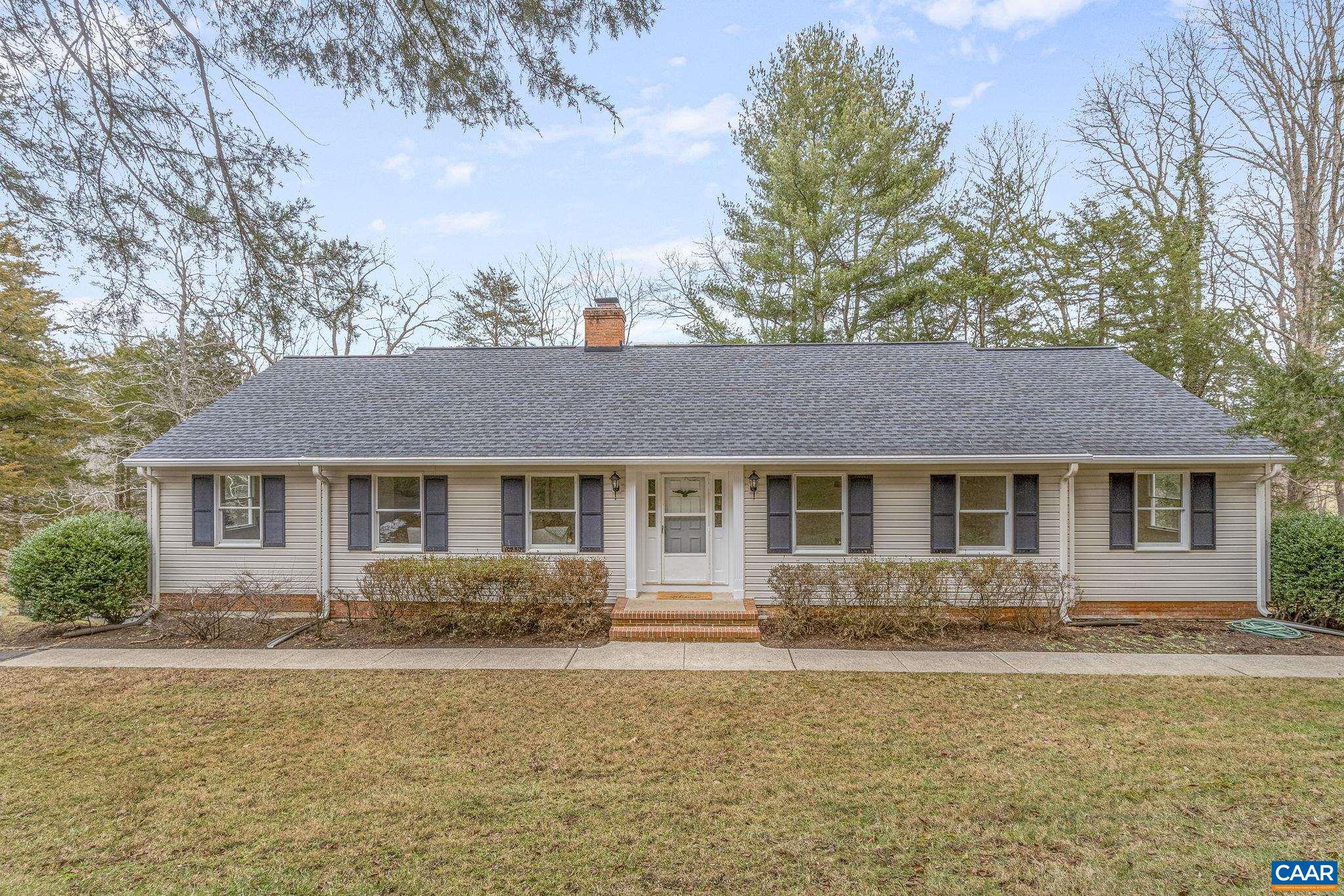 Tucked away in the highly desirable West Leigh neighborhood, this 4-bedroom, 3-bathroom home offers the best of one-level living on over 3 acres of gently rolling land. Enjoy peaceful views with a creek at the bottom of the lot and access to a neighborhood pond. Inside, you'll find a spacious layout, with a new roof, heat pump and air handler (all 2019), full house generator and a pool that's regularly serviced. Located in the Western Albemarle school district, this home combines privacy, convenience, and natural beauty, all just a short drive from downtown Charlottesville.
