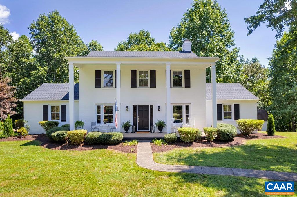 Set in absolute tranquility & privacy in the heart of Free Union, this stately painted brick home in Meriwether school district is just 18 mins from Barracks Rd, 16 to Airport & 20 to UVA. Kitchen & baths brilliantly renovated with white shaker style cabinetry, granite, farm sink, 36" gas range & hood, shiplap + butcher block island. The floor plan suits both casual living & entertaining, w/ kitchen, family room & dining room all flowing gracefully out to the deck with built-in seating + gas firepit. One level living offered with first floor primary suite + study (or nursery) plus library with wood burning fireplace. Upstairs, a second master suite with sitting area + 2 additional bedrooms and another full bath. The walkout terrace level provides the away space with a raised hearth stone fireplace, full bath & flex space for in-law suite, home gym or work space. Wonderful Blue Ridge winter views can be enjoyed from the idyllic Mt. Vernon front porch. High speed fiber by Firefly connection slated to begin Sept. There are two parcels, the house is located on 2.02 acres with an adjoining 2-acre parcel partially cleared with mature hardwoods and its own entry off Free Union Rd.