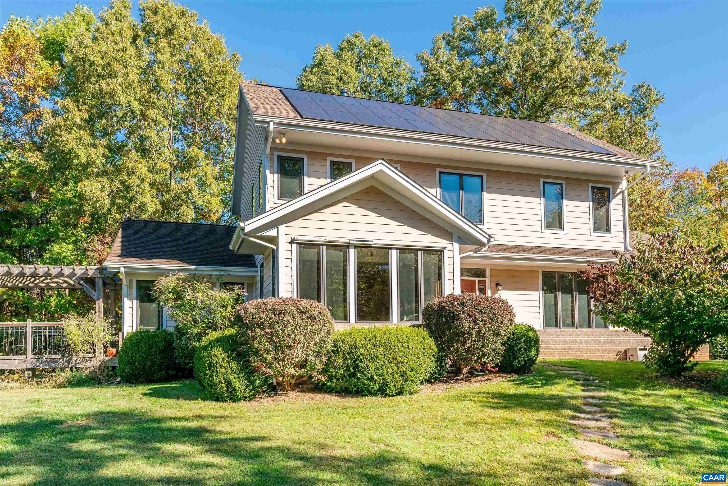 Custom-built, bright open floor-plan, high-speed internet (940 mbps), energy-efficient, low-maintenance home w solar system to power entire house (no utility bills) + SRECs to put money back in your pocket (up to $3K/yr); private, level, landscaped yard with swings, fenced vegetable garden, and separate area for dogs; beautiful oak floors + natural wood trim; great neighborhood in rural setting in north Albemarle County just 2 minutes from Rt 29; Choice Home Warranty; 2022 assessment=$678,000