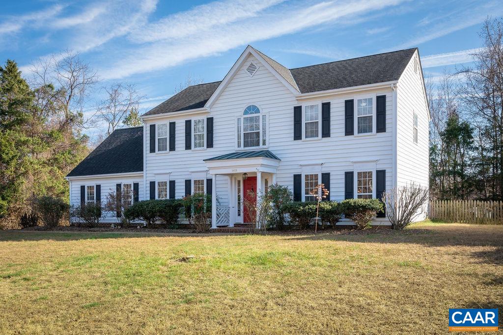 This wonderful colonial 4 bedroom, 2.5 bath home is located on a quiet cul-de-sac in the small and ultra-convenient neighborhood of Cory Farms, just minutes from local Crozet conveniences and a quick drive to Charlottesville or hop to 64. Classic floorplan with all 4 bedrooms up, including the owners suite with updated tile throughout, a large soaking tub and separate shower, and a generous walk-in closet. The first floor offers an open kitchen and family room combo featuring built in bookshelves and a gas fireplace. Sunny dining area looks out to the rear deck and yard. Park in the side-loading garage and enter into the kitchen with groceries, etc. Kitchen offers stainless appliances, a custom tiled backsplash, ample pantry, and a handy deck area to keep things organized. Adjacent to the kitchen/family room is a formal dining room and flexible second living space which could serve as an office if need be. You won't want to miss this one!