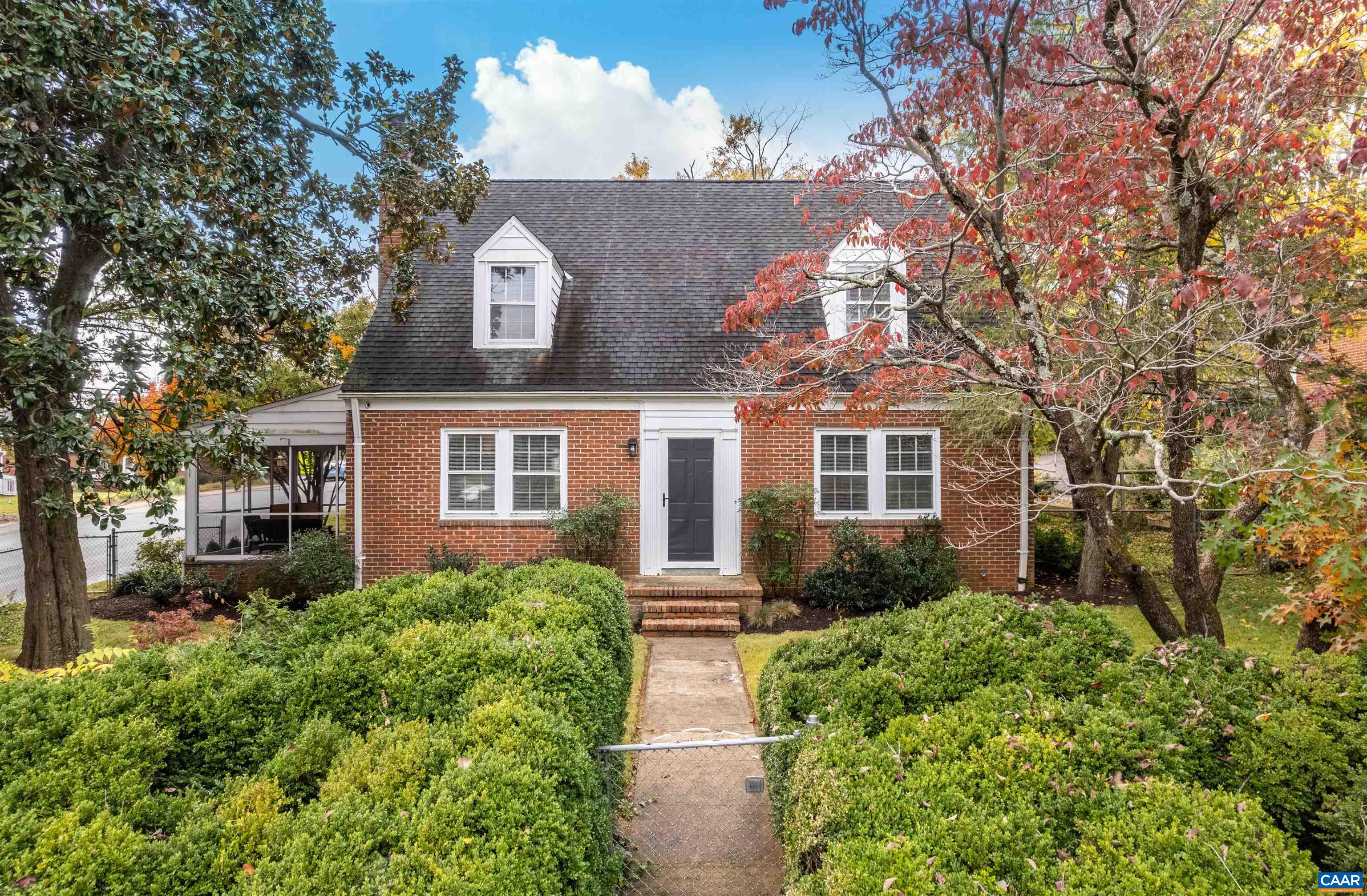 This BEAUTIFULLY RENOVATED and CENTRALLY LOCATED 3 bed 2.5 bath, 1912 fin. sq. ft BRICK CAPE COD features a FIRST FLOOR PRIMARY SUITE, HARDWOOD FLOORS THROUGHOUT, and a full BASEMENT with a workshop, pantry, & space for a gym! Enjoy the recently completed QUALITY RENOVATIONS such as: brand new kitchen ($40K), renovated upstairs bathroom ($6K), updated plumbing, freshly-painted interior ($6K), paved driveway ($2K), new upstairs laundry room ($5K, basement laundry option still exists), modernized light fixtures ($2K), landscaping ($3K), re-insulated crawl space, and more! Allow your pet to roam free in the FENCED-IN PRIVATE YARD while you relax in the SCREENED-IN PORCH! Prepare meals with comfort and ease in the brand new, light-filled WHITE KITCHEN with endless granite countertop space, sleek subway tile backsplash, an oversized island with bar seating, and beautifully-designed matching coffee bar station with solid wood floating shelves! Between the UNPARALLELED LOCATION and THOUGHTFUL RENOVATIONS, this home speaks for itself! Located within walking distance or a 5-min drive from the Historic Downtown Mall/Ting Pavilion, Darden Towe Park, and McIntire Park, and only a 7 min drive from UVA/the hospital! Open House Sun 1/8 12-2PM.