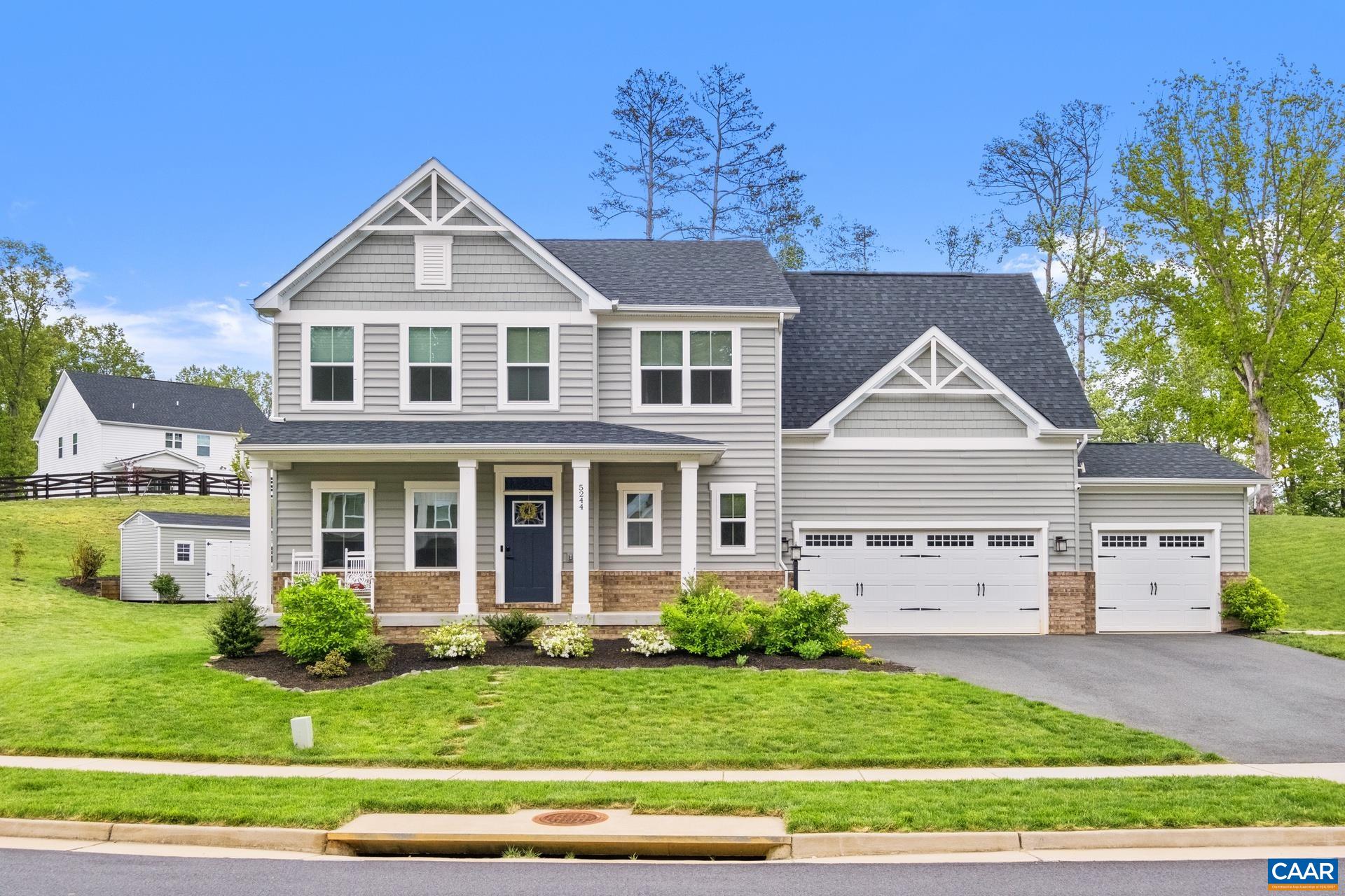Welcome to Sparrow Hill! This beautiful, move in ready 4 Bedroom and 3.5 Bath is centrally located to everything you need. A mile or less away from all 3 Crozet schools,Harris Teeter, golf, pool, restaurants, breweries and access to US 250 and I-64 for easy commuting. Built in 2019 this home is perfect for spacious living AND entertaining friends and family. The main floor has an open concept floor plan with  Living Room, Kitchen, Office or Dining Room. Walk out to the covered deck and then down to the multi-level patio for great entertaining, and even a small basketball court!! The front of the house also has a covered porch and you will love the 3 car garage for both its tasteful look and storage options. Upstairs you will find the Master Bedroom with 2 walk in closets and a Master Bathroom that has both a stand up shower and beautiful oversized bath to relax and unwind in. 3 other well sized BRs, full Bath and laundry room complete the upstairs. Finished basement makes for a great family room and extra storage. Come see it during the open house 5/6 from 1-3pm
