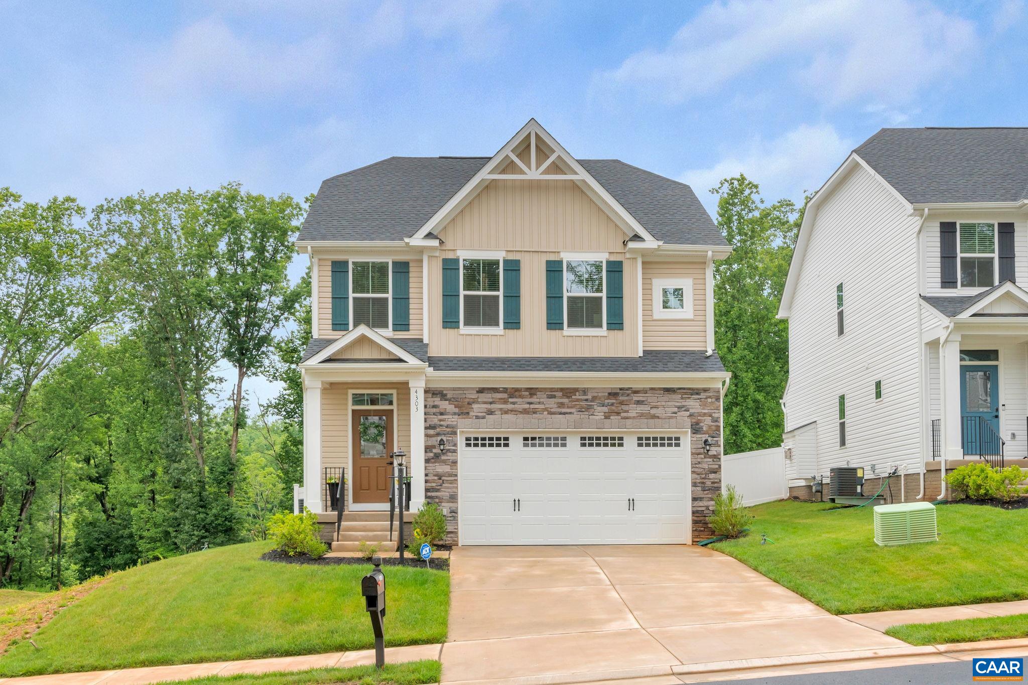 Only ONE YEAR old and better than new single family home with modern living space indoors and private outdoors to enjoy! End lot with fully fenced in back yard in the Riverwood Neighborhood, just a 20 minute drive to downtown C'ville and UVA Hospital. Open concept floor plan with upgraded luxury vinyl plank flooring throughout the main level. So many windows pour in natural light to the family room. The kitchen features granite counters, white subway backsplash, pantry, touchless kitchen faucet and stainless appliances. A view of the back yard with a couple steps to a patio for grilling and enjoying the outdoors is just off of the family room. The two story shiplap accent wall at the foyer stretches up to the loft space with overlooking railing on the 2nd floor. The spacious primary bedroom features a walk-in closet and 5 piece primary bathroom (double vanity, soaking tub, tile shower and water closet). The fully finished basement has a rec room, full bathroom and 4th room that could be used as a guest bedroom/office/hobby or workout room. Walking distance to one of the neighborhood parks with playground, basketball court and access to trails. HERS Energry score of 59.