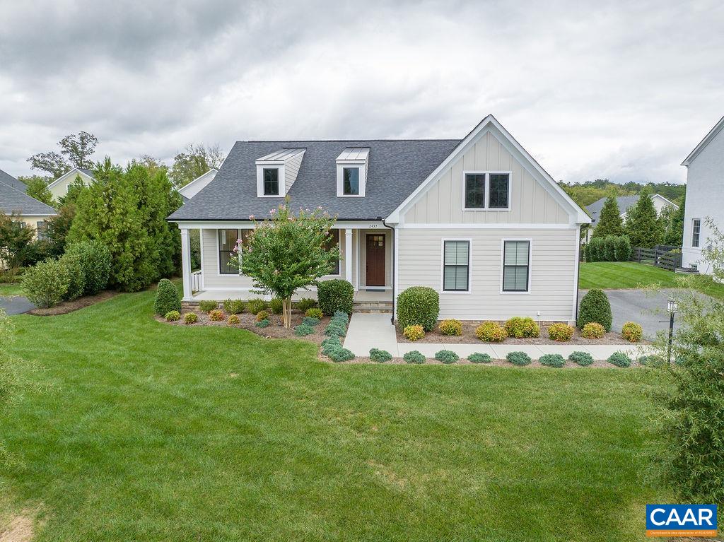 Fall in love with this builder's model home that was built with all the upgrades: granite countertops, white cabinetry, stainless appliances, luxury vinyl flooring, crown molding, chair rail, 10' ceilings, 7' low-E windows, double-sided fireplace, all in this one level home. Relax on your covered back porch while enjoying the view of your fenced backyard. Glenmore offers miles of trails, a beautiful pool, tennis or pickle ball courts, and a 18 hole golf course. Minutes to Charlottesville shopping, sports and entertainment. 3 bedroom does not have a closet, closet in the hall right next to the room.