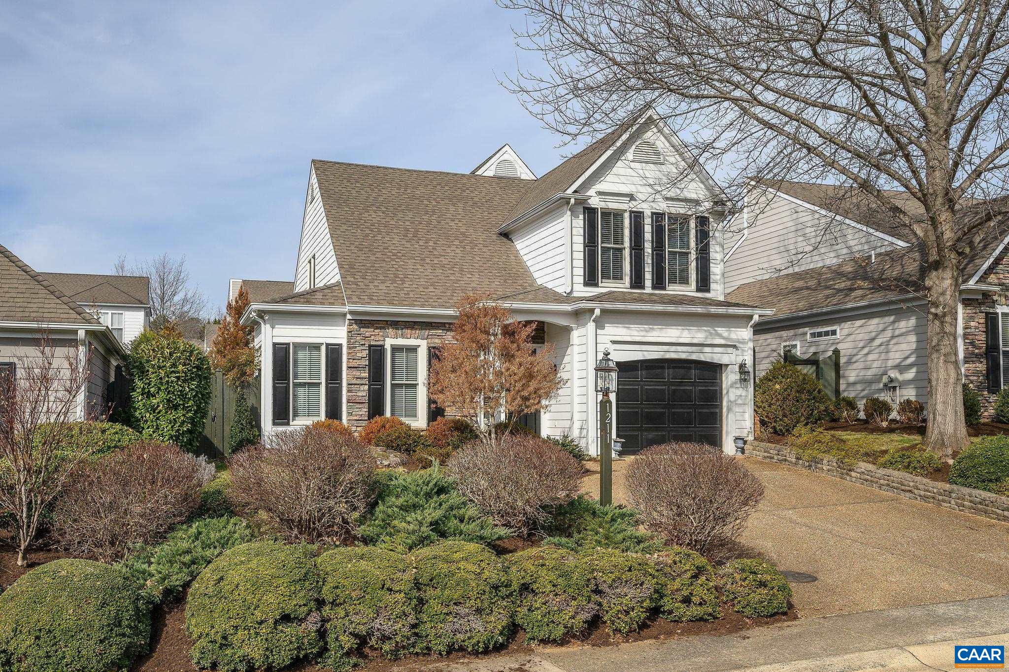 Well maintained home in the desirable Stonegate community in Western Ridge. Exterior paint, landscaping, trash & snow removal provided by HOA. This is a convenient low-maintenance community minutes from Crozet and Charlottesville. The Living Room with gas fireplace and Dining Room each open to a separate private patio and beautifully landscaped private yard. The fully equipped eat-in Kitchen is bright with large windows has: granite counters, custom bookcase, electric range, refrigerator, microwave, dishwasher, washer & dryer. The first floor primary bedroom has a custom designed bathroom with fitted closets and linen cabinet. The second floor has 2 bedrooms and bathroom with 2 water closets and 2 vanities. The loft/study area on the 2nd floor with 2 generous closets overlooks the great room. There is off street parking and a one car garage. Enjoy downtown Crozet, Starr Hill, Chiles Peach Orchard.