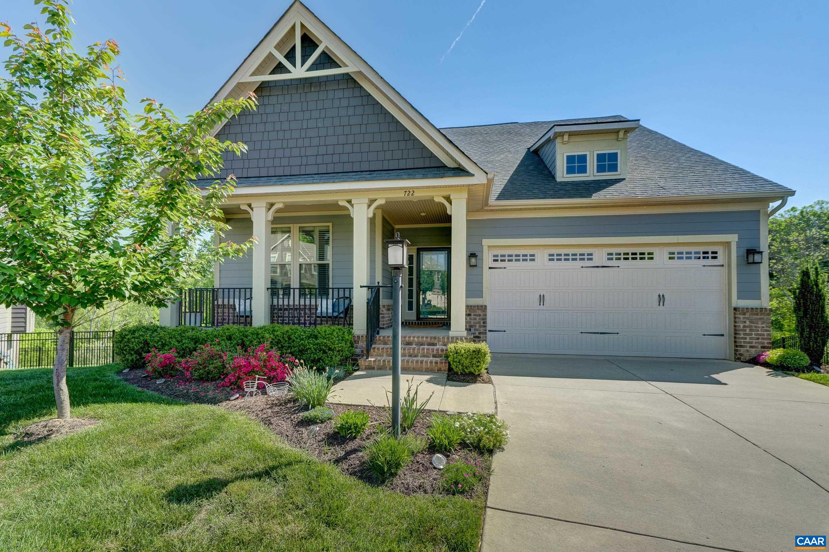 Luxurious and well cared for light filled home located on a private cul-de-sac backing to trees, common space and trails. This four bedroom, four bath home boasts an open-concept great room & kitchen, spacious owner’s suite with huge walk-in closet, bedroom-level laundry, finished walk-out basement, plus breathtaking views of Charlottesville & the Blue Ridge Mountains. High-end features through out the home including an oversized front porch, granite counters, stainless appliances, hardwood & more. Additional photos coming on 5/14