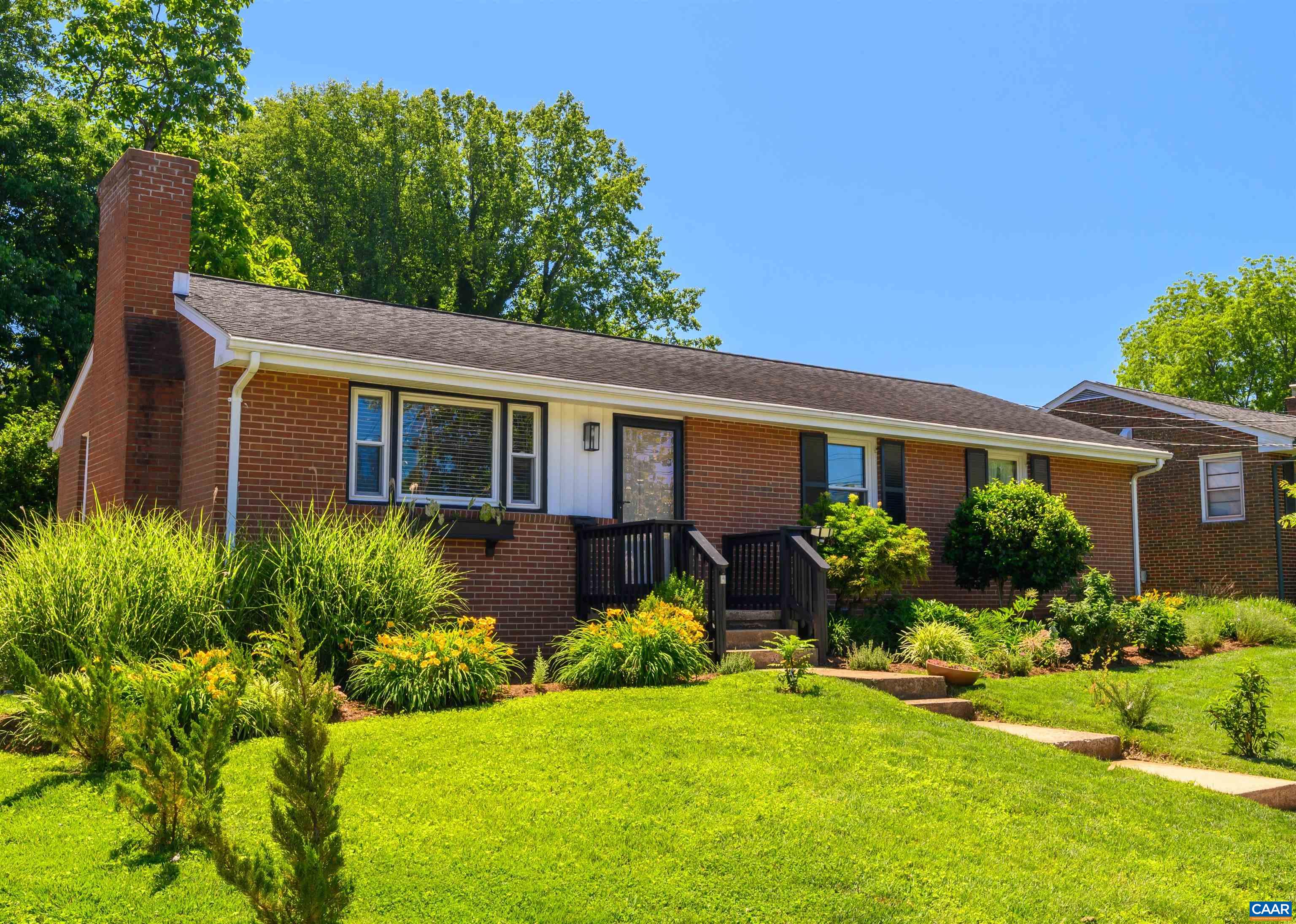 This 3-bed, 2.5-bath, 2,400-fin sq ft brick, one level home in Frys Spring neighborhood features seasonal Carter Mountain views, a brand new HVAC unit (June 2024), a separate entrance basement apartment (with kitchen, new washer & dryer, study/office with french doors, newly updated full bathroom, and living room with wood stove - perfect for separately renting, entertaining friends/family, and/or a private in-law suite), fresh paint and new light fixtures, and multiple entertainment areas inside and out! Take in the backyard's immense privacy and stunning landscaping from the large pergola back deck. Utilize the raised garden beds to grow veggies and store your tools in the spacious shed. Prepare meals in the eat-in kitchen, featuring brand new stainless steel appliances, gorgeous soapstone countertops with under-mount sink, freshly painted cabinets with new iron hardware, and a breakfast nook or grill out on the sunny back deck. Needless to say, this home is turn key and move in ready! Enjoy being conveniently located just 2-6 minutes from Fry's Spring Beach Club, Azalea Park, 5th Street Station (Wegman's, The Alamo, restaurants), UVA Grounds, Scott Stadium, and UVA hospital! Attic storage exists.