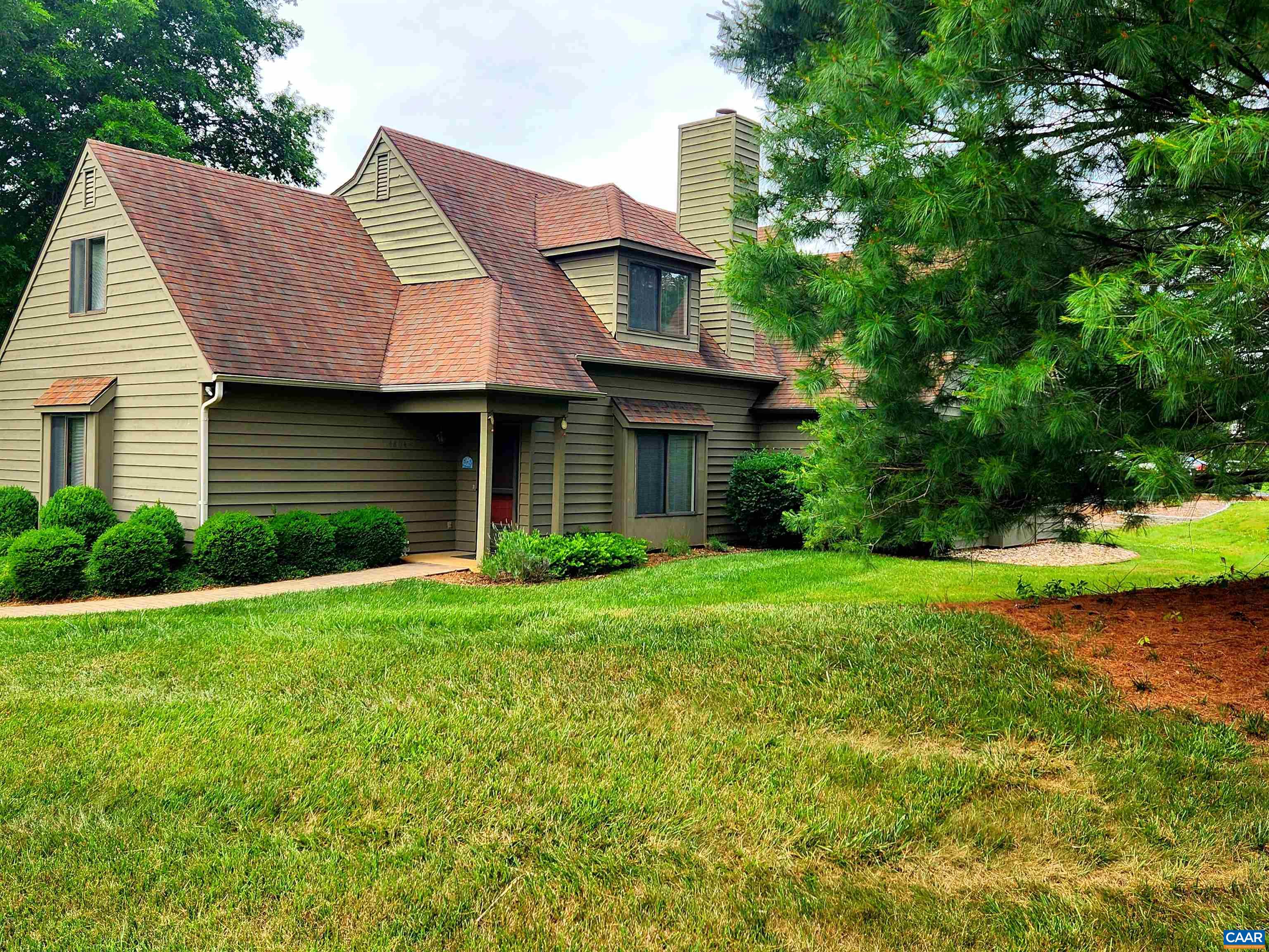 This attractive attached Highlands home with private drive on a landscaped .20 ac corner lot in quiet cul de sac with beautiful trees and patio offers so much.  Enter from the porch into the open-concept living area with LVP flooring and a wood burning fireplace.  The well appointed kitchen has granite countertops and a large island for great prep space.   Perfectly situated dining area has double doors to the brick patio and lawn.  There is also a very useful shed for extras.   The living room is spacious with  large window and wood burning fireplace.  The 1st floor Primary bedroom suite with walk in closet, ensuite bath and view to the lawn makes the home  perfect for main floor living.  Upstairs there are  2 well proportioned bedrooms and a bonus room with a closet for an office or another bedroom along with a full bathroom.  The reasonably price HOA includes mowing on front and side, roof and exterior.   This commmunity has so much to offer and is just minutes from the schools, shopping, dining, breweries and entertainment in Downtown Crozet.  Crozet Park has swimming pool and so much more for all ages. Invisible fence allowed for your pups and the Highlands community is great for walking!