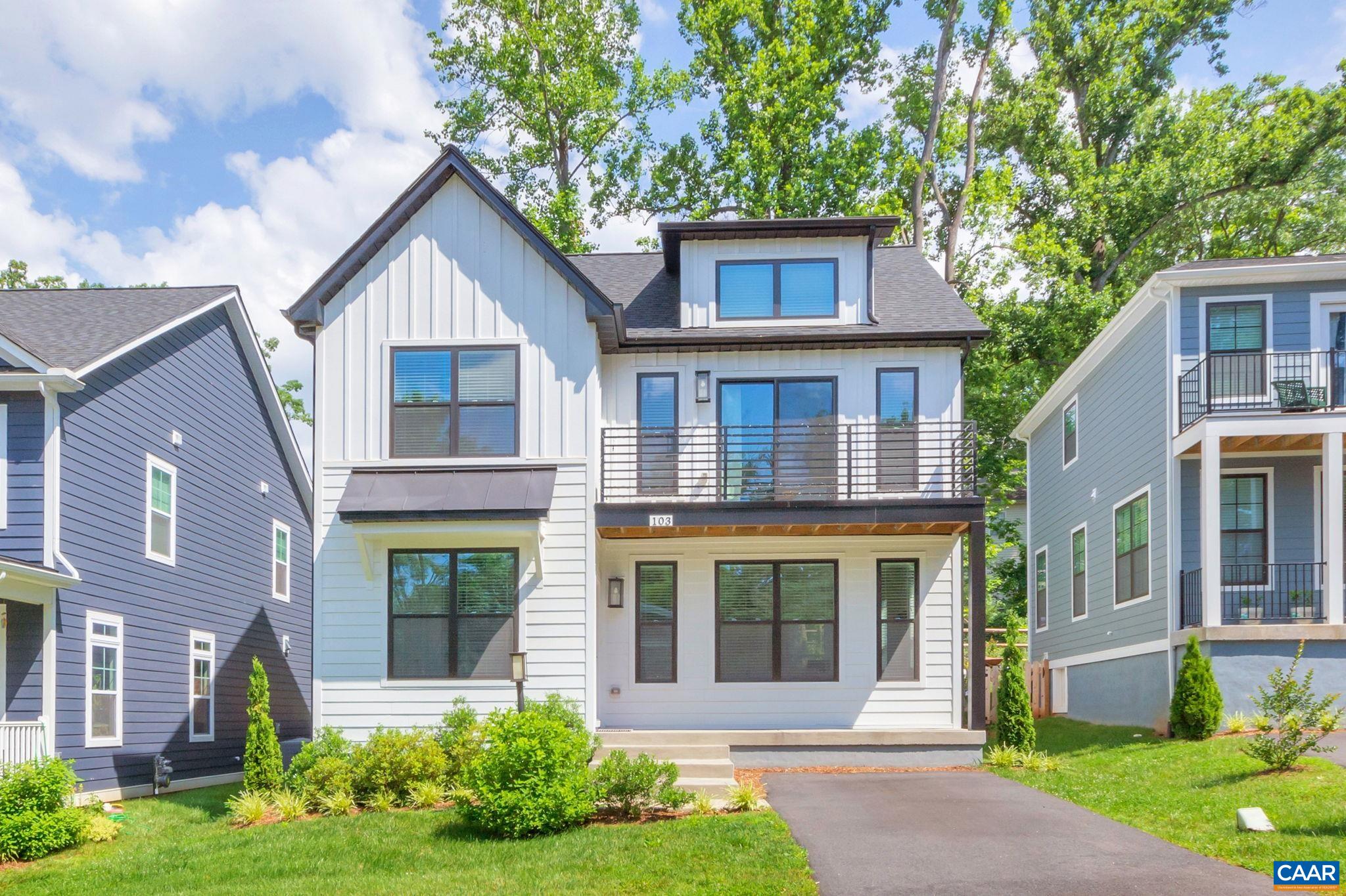 Live at Huntley, a highly desirable and walkable community in the heart of Fry Springs area in Charlottesville located just over a mile from UVA Hospital. Built in 2019 by Southern Development Homes, this well-maintained, modern farmhouse features 2-story living with an open floor plan, 9’ ceiling on the main floor, 3 bedrooms and 2.5 baths. The vaulted ceiling on the primary bedroom provides a dramatic impact while making the room larger and more open. The many windows allow for more natural light and better ventilation. Large island with granite countertops, white kitchen cabinets, upgraded stainless steel appliances, custom light fixtures and wide floor planks add timeless appeal. Entertain friends at the rear deck with a fully fenced backyard. Lounge by the main or second level front porch built with high performance Trex decking. This home has an Eco Smart energy efficiency designation and rated by HERS INDEX to be 55% more energy efficient than the standard new home. Mulching and grass cutting are included in HOA fees. Walk, cycle, or ride your scooter to the University of Virginia or downtown Charlottesville in minutes. Fry’s Spring Beach Club is within walking distance. MORE PHOTOS TO FOLLOW.