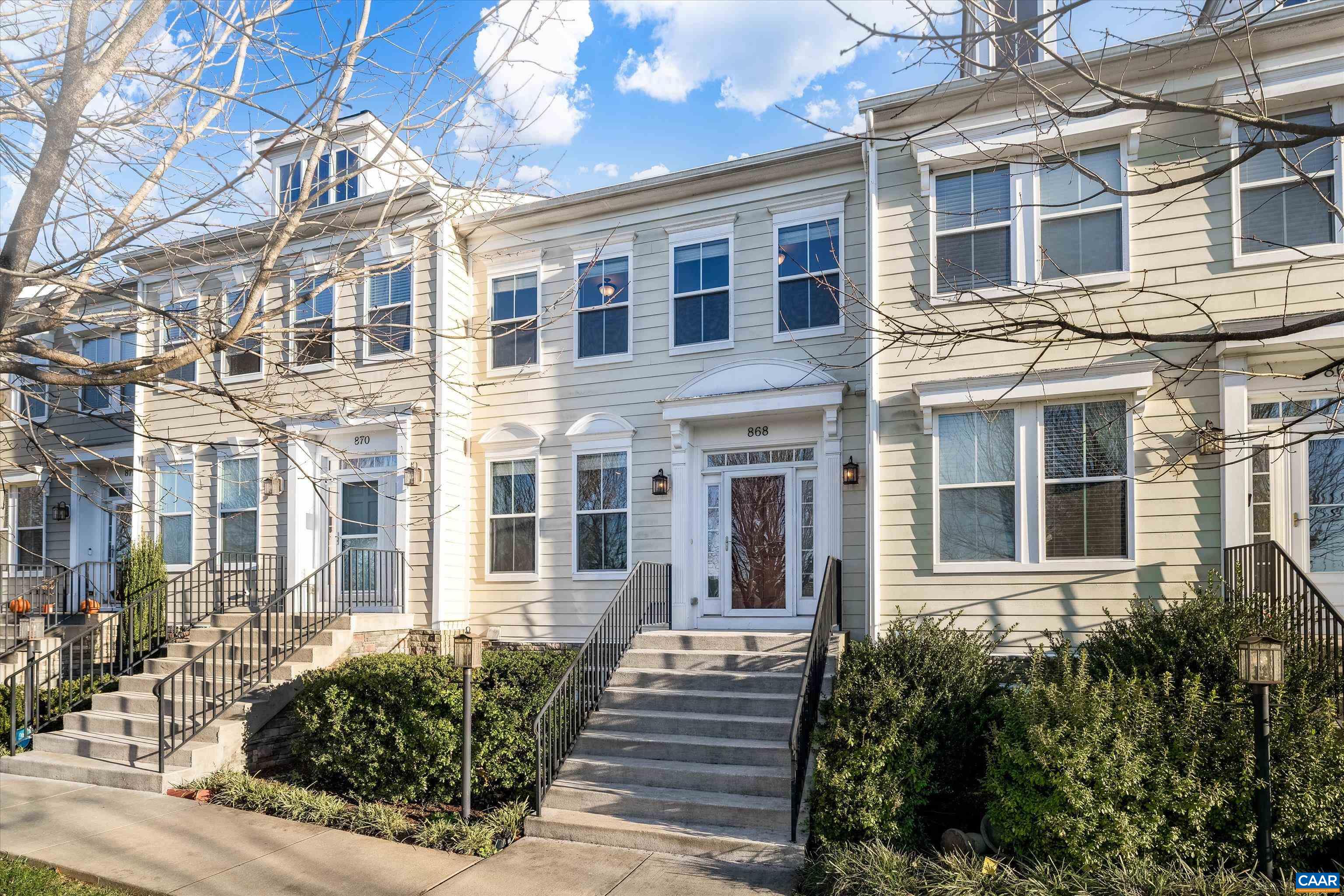 Looking for mountain views? Belvedere is calling! One of a block of luxury townhomes facing the community green, this 3-bedroom,  3-1/2-bath townhome offers an urban feel in this leafy, highly sought-after residential community near Charlottesville center. Inside, enjoy high-end finishes, including cherry cabinets, granite countertops, and stainless appliances in the kitchen, hardwood floors throughout the main level, a gas fireplace in the open-plan living room, and did we mention—large windows and sun-splashed rooms everywhere! Upstairs, the primary bedroom has hardwood flooring, and the spacious bathrooms are tiled. Outside, take advantage of everything Belvedere has to offer; open space for picnics and games, a playground for the kiddos, walking proximity to The Center at Belvedere for the older “kids” among us, a dog park for Fido, and access to the Rivanna Trail system for longer strolls. Join Fairview Swim Club, located near the entrance of this uncommonly welcoming subdivision, and end the day relaxing around the community firepit, just steps from this central address. This townhome is move-in ready: fresh paint from tip to tail, windows and carpets cleaned, and the deck power-washed.