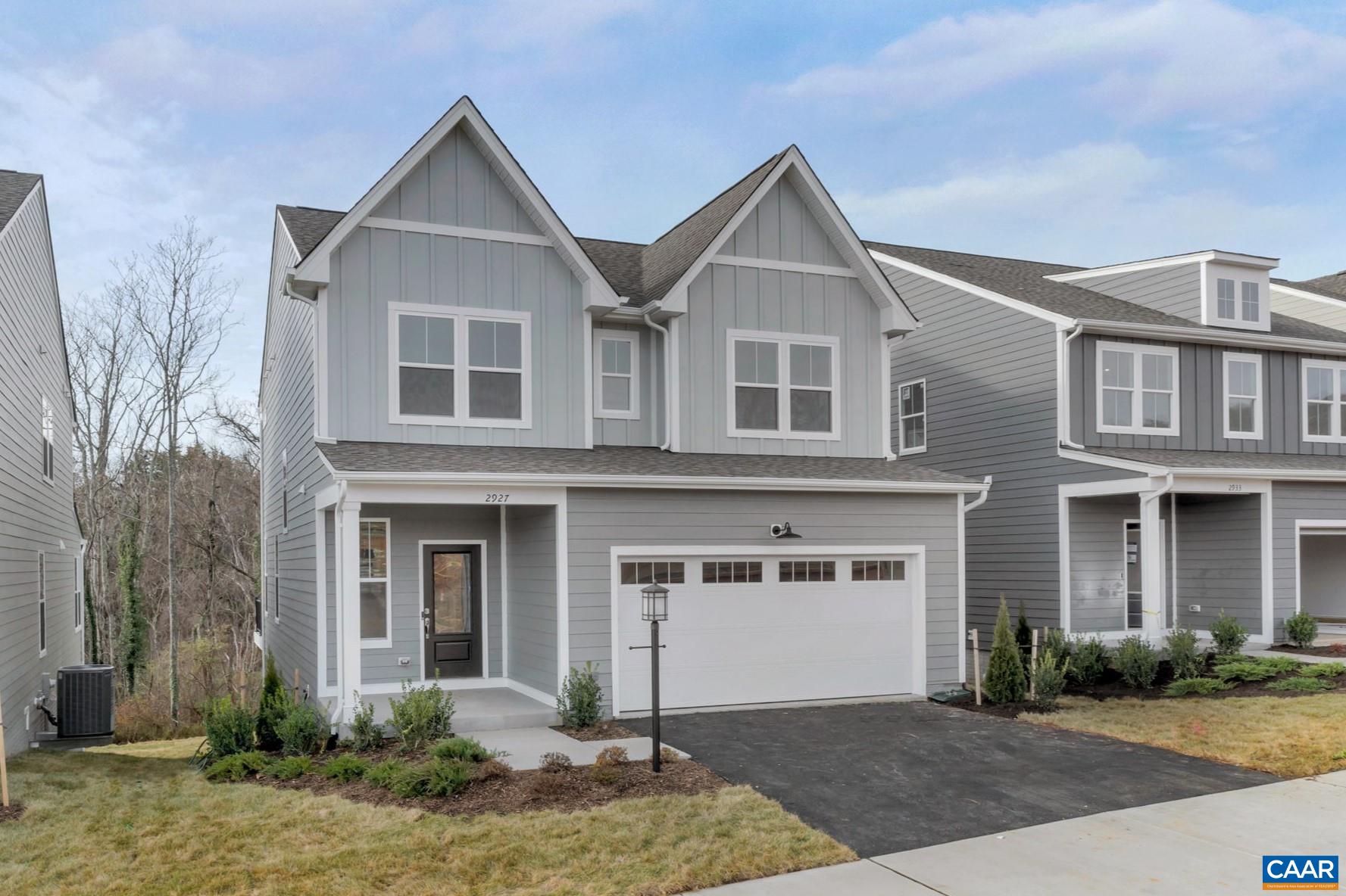 You’ll be in love before you even walk through the front door of this under-construction stunner! Blocks from Downtown Crozet, past the Pleasant Green Playgrounds and Clubhouse, listen for the babbling brook in your backyard. You’re almost home. Inside, you’ll find thoughtful, practical spaces – a private foyer, convenient mud Room, flexible homework center or expanded pantry, and a semi-finished WALK OUT BASEMENT. Enjoy wooded views from the wall of windows in your Family Room or cozy up on your COVERED PORCH and enjoy the fresh Crozet air. The Open Concept Floorplan shows off Kitchen upgrades like a modern farmhouse sink, stunning tile backsplash, soft-close drawers, Carrera Marmo Quartz countertops, and a chic expanded central Island that provides additional storage and plenty of prep space! A beautiful Oak Staircase leads to your 17’X12.5’ Primary Suite with a double vanity and tiled walk-in shower with a window. Large Secondary Bedrooms and a Bedroom Level Flex Space means plenty of space to spread out. On the Basement Level, you’ll find a bright Rec Room, Full Bath, and two large unfinished spaces, perfect for extra storage or a future 4th Bedroom. Similar photos from previously built homes. Summer 2025 Completion!