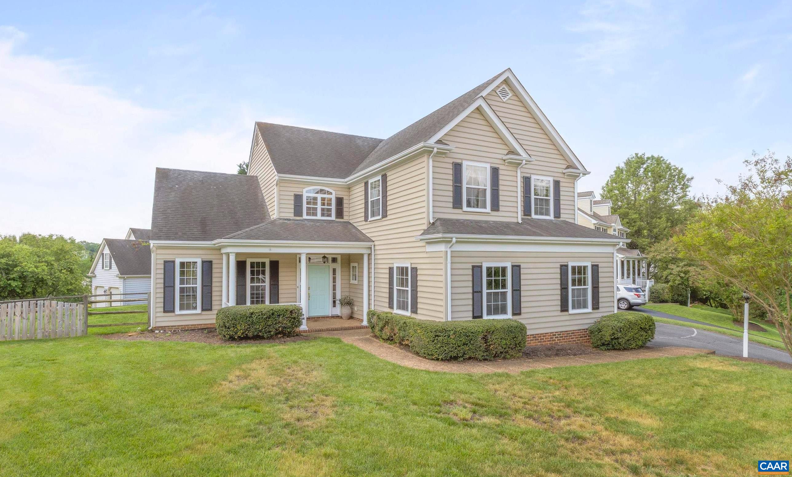 OPEN HOUSE Saturday from 1 to 3! Welcome to your new home in one of Crozet’s most sought-after, amenity-rich communities! Nestled at the foothills of the breathtaking Blue Ridge Mountains, this charming corner-lot home offers the ideal blend of comfort, space, and convenience. Located on a quiet cul-de-sac, you'll enjoy both privacy and community charm. Inside, you'll find hardwood floors throughout—no carpet here!—and four generously sized bedrooms. The home has a new roof and it also boasts a spacious living room, formal dining area, and a cozy family room, offering plenty of room for both everyday living and entertaining. The attached two-car garage provides great storage and convenience. Outside, enjoy a fenced-in yard—ideal for pets, play, or gardening—and take advantage of all the neighborhood amenities just moments away. This sweet neighborhood enjoys a pool, sports court, fitness gym, clubhouse, playground, mountain views and more!