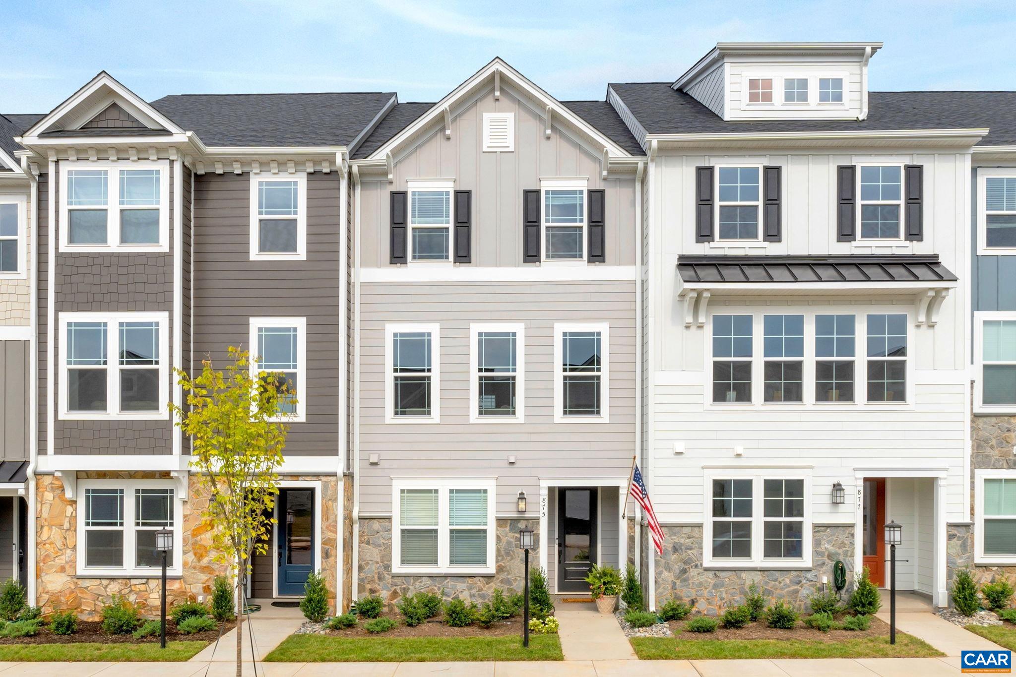 Under construction and expected to be ready by August 2025, the Poplar II townhome in Glenbrook offers a comfortable, farmhouse-style layout surrounded by mountain views, green spaces, and walking trails—all within easy reach of downtown Crozet. This interior unit features a bright kitchen with plenty of prep room and a walk-in pantry, a spacious rear deck off the main level, and a first-floor bedroom with its own full bath that works well for guests or a home office. You'll find thoughtful touches throughout, like oak stairs, solid core interior doors, wood shelving, and an energy-efficient furnace. A two-car garage is included for added convenience. Community perks include a nearby path to Crozet Park and future access to downtown via a planned trail. Photos shown are of a similar home and may include upgrades.