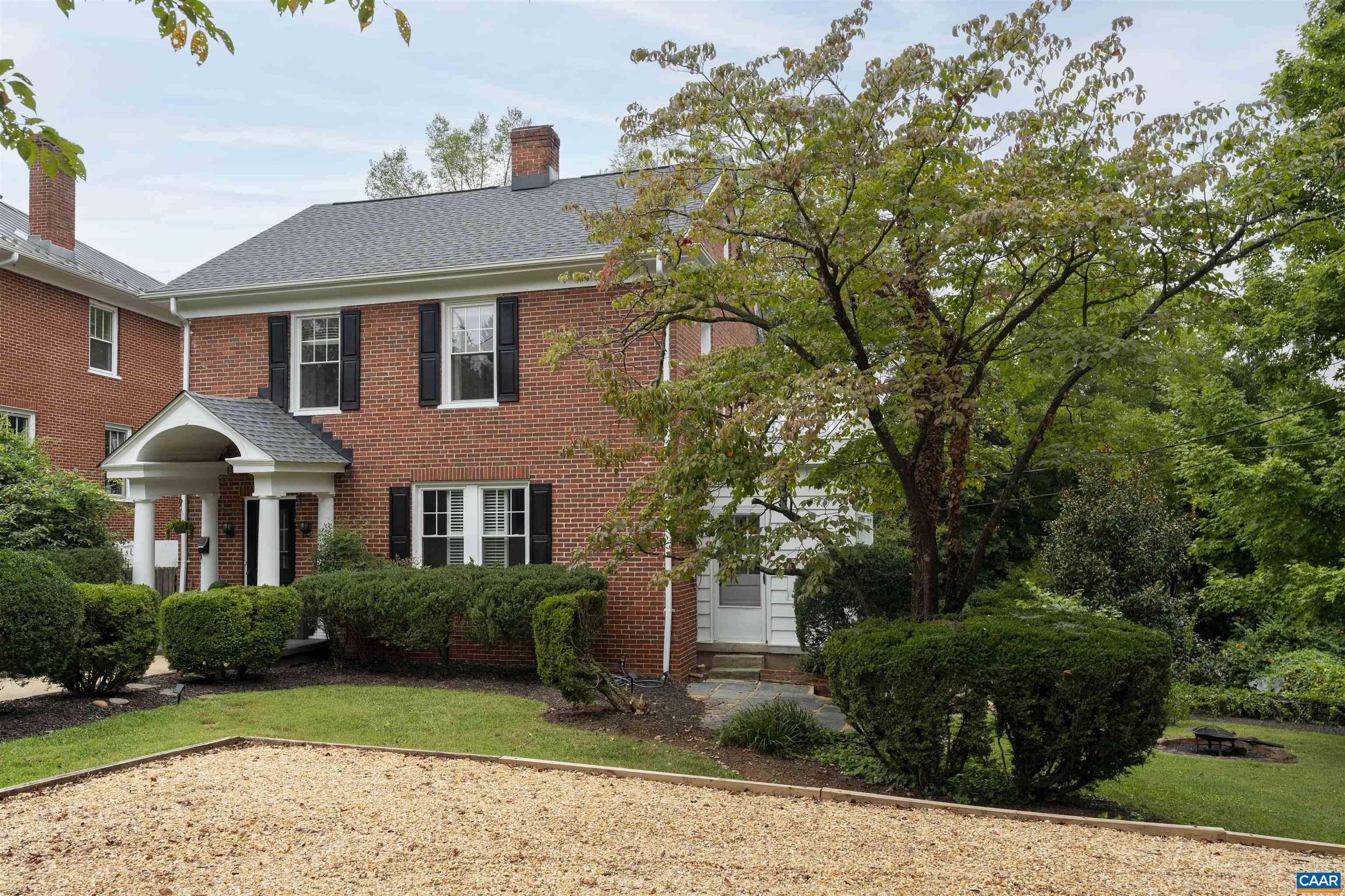 Totally charming, 1929, classic brick home located in north downtown...Tastefully renovated and updated without losing the original character...9' ceilings, built-in bookcases, beautiful woodwork, trim and crown moldings...Sun filled spaces on three levels...Phenomenal, professionally landscaped yard with mature plantings offers room for relaxation, play, and entertaining...private, off-street parking...Walkable community with wide streets and sidewalks...Quick access to major roadways, UVa and Downtown ...Recent upgrades include: new roof 2022, replacement windows, renovated bathrooms, exterior painted 2022, and new Plantation shutters...
