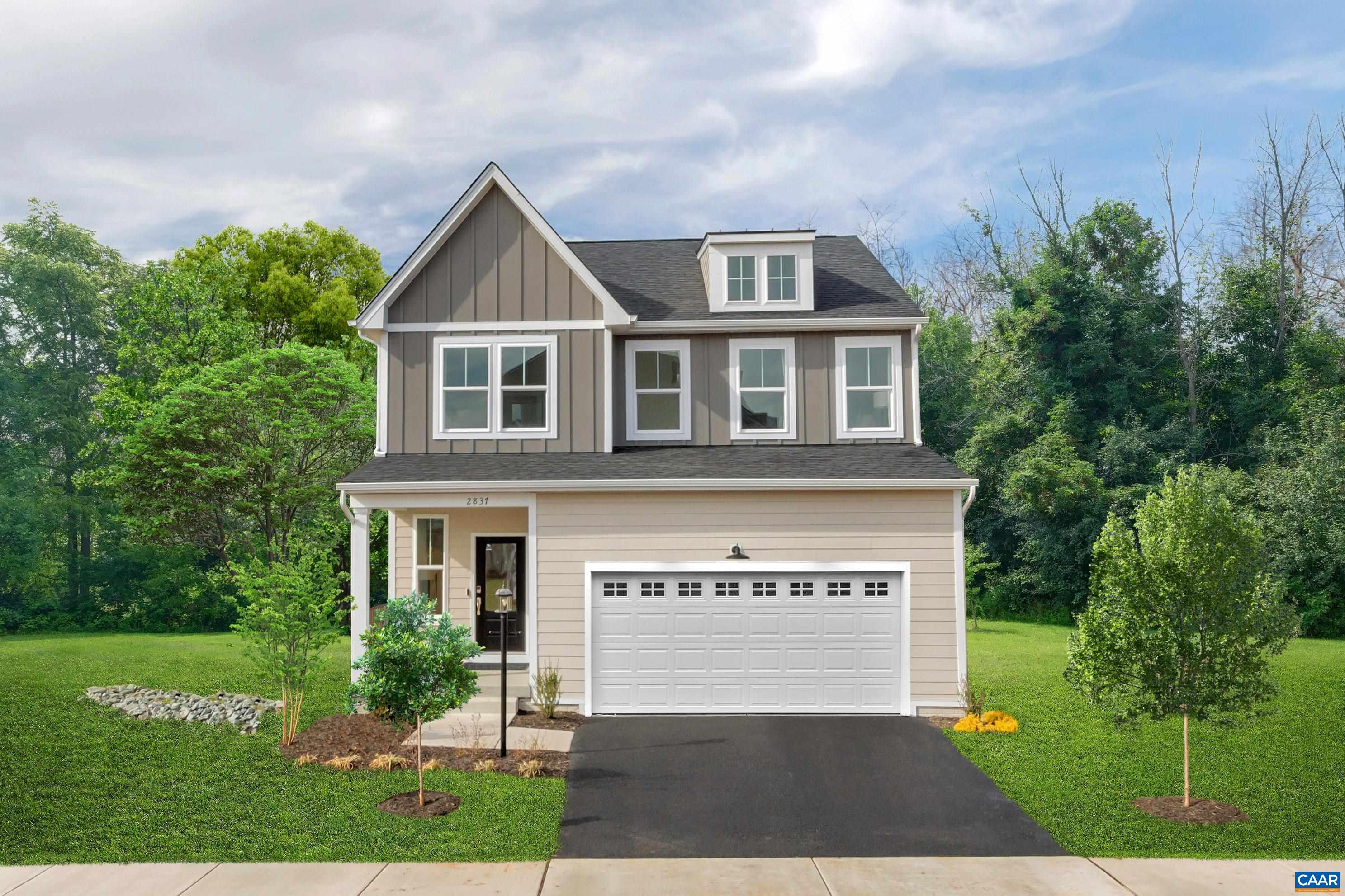 Looking for the convenience of Downtown Crozet living, the privacy of a wooded Homesite, and a home that can grow with you? You just found it. Enjoy bright, private, wooded views from the wall of windows in your Family Room and Dining Area, or take in the fresh air and listen to the sounds of a nearby babbling brook on the 12’x16’ Deck. A double-sized Kitchen Island is the heart of the open concept Main Level, and will likely become the go-to gathering spot. That is just part of the GOURMET Kitchen that this property boasts. With plenty of chic grey cabinet storage and white quartz counter space, it makes a great spot for prepping dinner, serving a snack and helping with homework, or spreading out the buffet for parties with friends. Upstairs, enjoy the quiet in your King-size Primary Suite with a double-vanity-attached bath and an ample walk-in closet. Across the Sitting Room and near an additional Full Bath and Laundry, two more large Bedrooms also have walk-in closets. A partially finished basement with a 4th bedroom offers plenty of storage, workshop space, or room to expand your home in the future! *Similar photos from previously built homes. Estimated November/December completion. Visit the Pleasant Green Single Family Model
