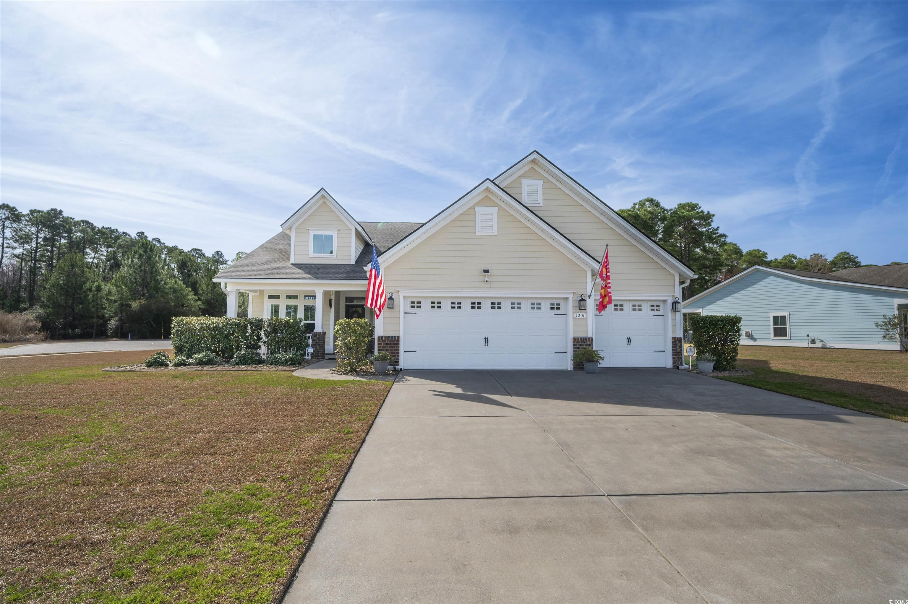 Wait until you see this immaculate 3 bedroom, 2 bath and 3 car garage home, nestled within the gated, natural gas community of Sago Plantation at the Legends!  You will be delighted at this open floor plan adorned with natural light, beautiful flooring, fireplace and vaulted ceilings.  The kitchen has an abundance of cabinets, granite countertops, work island , stainless appliances and pantry!  Also a kitchen eat in area as well as a dining room and an office with french doors. There is a screened in porch with TV and access to patio and back yard. There is also a 12X16 hurricane strapped shed , perfect for a workspace, storage, craft room, endless possibilities.  And did I mention, corner lot, decorative landscape edging, sprinker system and......a 3 car garage, with shelving and a mini split AC/heater! Living TV and porch TV convey with sale.  So many upgrades, including the location, I think you will be impressed.  Book your showing today!  All measurements must be guaranteed by buyer.
