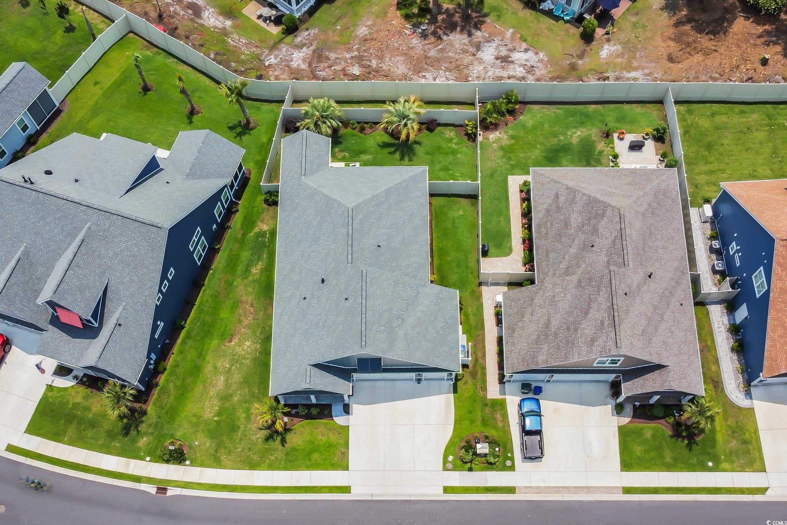 Aerial perspective of suburban area