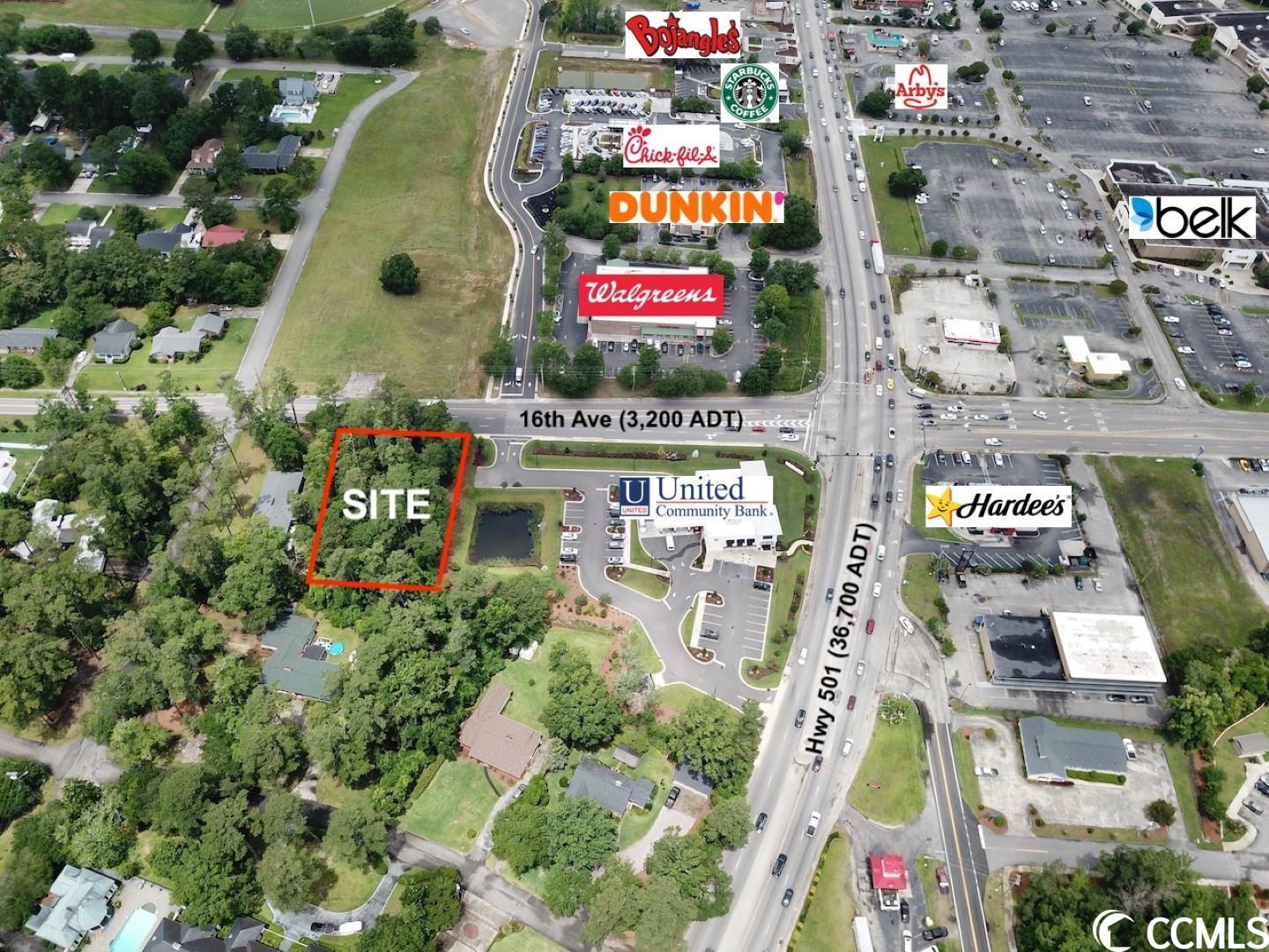 available for ground lease or build to suit:  0.52 acre pad site with 112' frontage on 16th ave.  excellent location adjacent to united community bank.  cross access easement in place from hwy 501 through the united community bank site.  master planned stormwater retention and utilities in place.   other businesses in the immediate area include:  walgreens, dunkin, chick fil a, bojangles, starbucks, popeyes, hardees, arby's, kfc, conway sports and fitness center, etc.  adt on hwy 501 (church st) is 36,700.  adt on 16th ave is 3,200. measurements are approximate and not guaranteed. buyer responsible for verification.