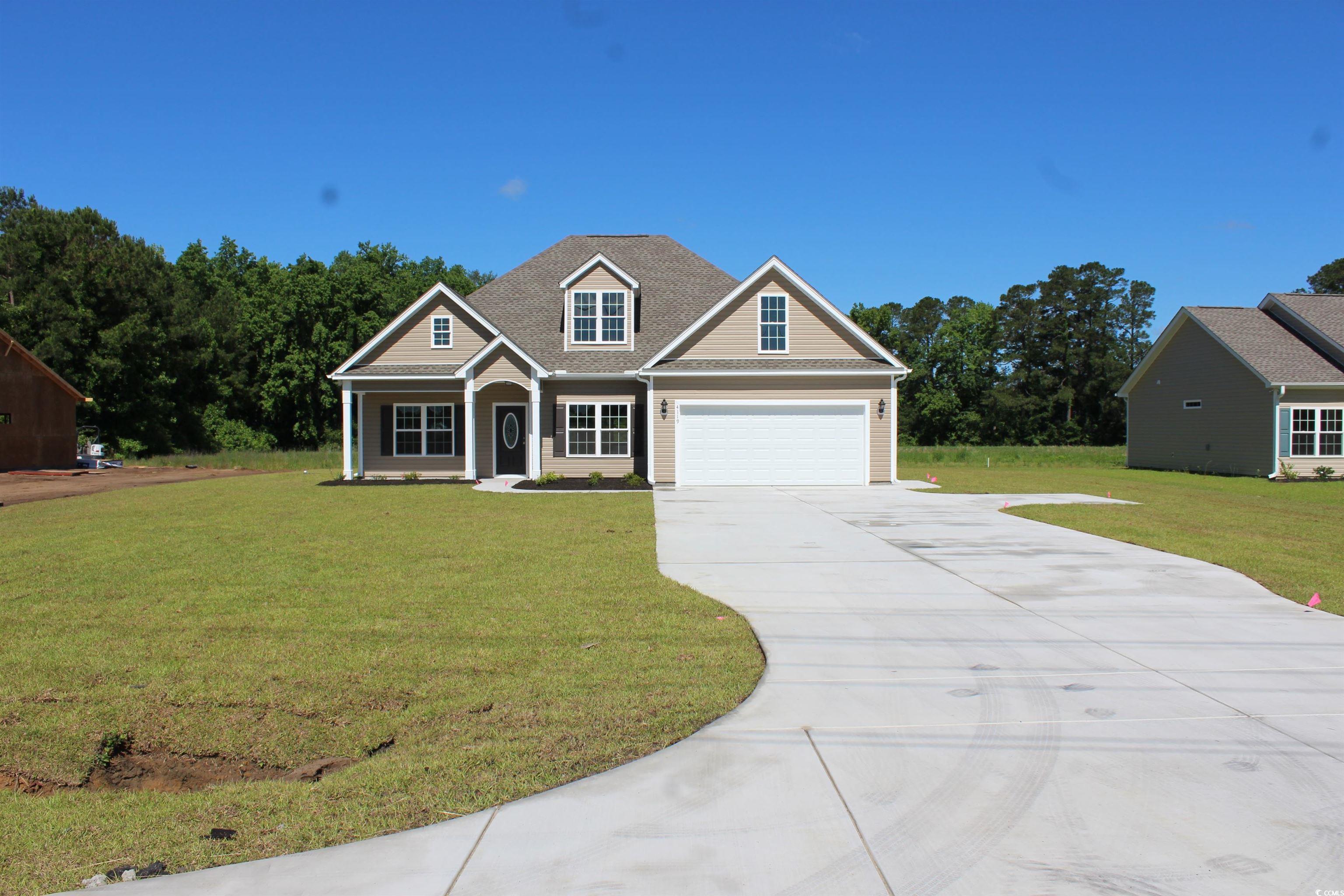 this beautiful hemlock alt plan is on .91 acres of land in a non-hoa area. the open floor plan has 3 bedrooms and 2 bathrooms which are split for privacy. relaxing 18' front porch, formal entry foyer, spacious living room with high vaulted ceiling with ceiling fan offers a beautiful wall of windows with the center being a sliding door out to the enlarged 36'8" x 10' patio. adjacent to the living room is a large screened porch with a ceiling fan. kitchen has custom solid wood cabinets with crown molding and knobs, under cabinet led lighting, granite counters, stainless steel appliances with the microwave vented to the outside. there is a large walk-in pantry and a counter height breakfast bar. the dining area is on the front side of the kitchen and has a tray ceiling with light and a double window overlooking the front yard. two spacious guest bedrooms and full bathroom with a 5' shower are located on the opposite side of house. large 20' x 22' garage is finished and painted with automatic door opener and pull down stairs to attic storage above. a mop sink and side entry service door have been added. luxury vinyl plank flooring is thru-out the home. an additional interior outlet and exterior flood light has been added. smooth ceilings, rb3 window and door casings, 5 1/4" baseboards, sodded and landscaped yard with irrigation system, gutters, coach lights at the garage, shutters and 30 year architectural shingles. photo's and video are for illustrative purposes only and may be of similar house built elsewhere. square footage is approximate and not guaranteed. buyer is responsible for verification.