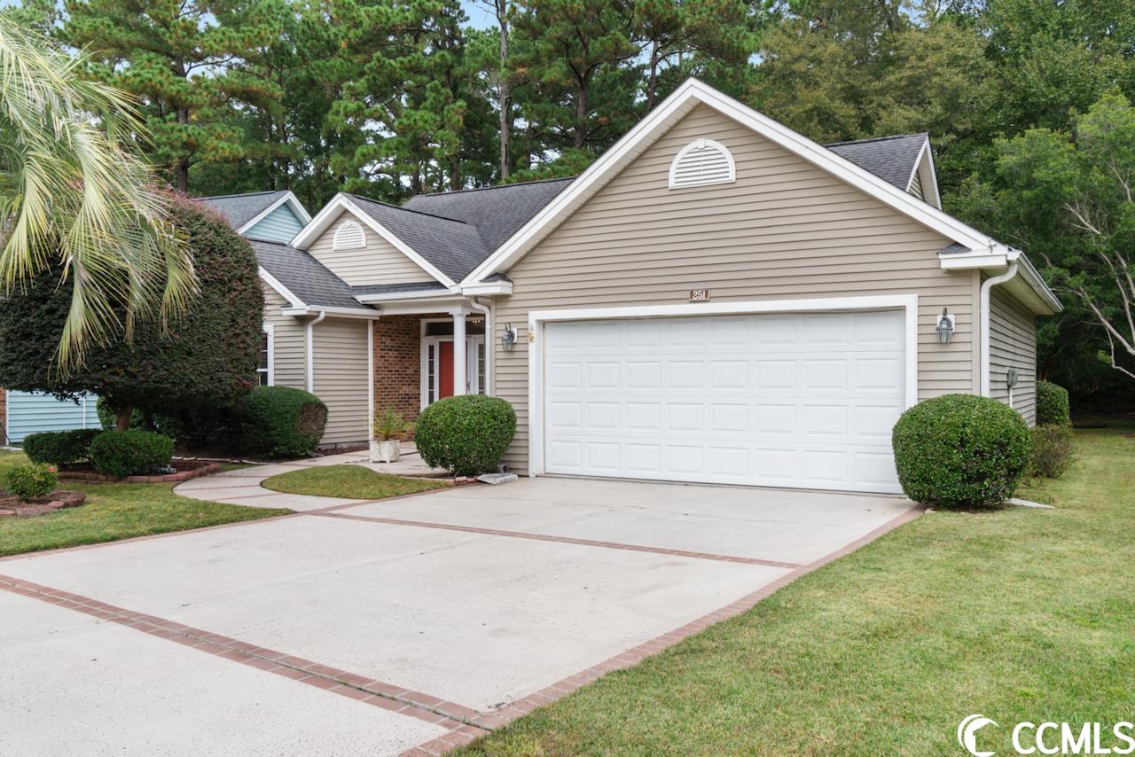 nestled within the highly sought-after myrtle trace community, this exceptional home invites you in with a spacious front patio. as you step into the southport floor plan, your attention is immediately captured by the cathedral ceilings and gleaming hardwood flooring. positioned on a tranquil cul-de-sac, the residence boasts a generously sized kitchen adorned with granite countertops and stainless steel appliances. the expansive breakfast nook, featuring double sliding doors, provides seamless access to the patio and backyard. this thoughtfully designed home follows a truly functional split-bedroom layout, showcasing spacious guest bedrooms and a well-appointed guest bath. the front guest bedroom is enhanced by a palladium window overlooking three large windows, a vaulted ceiling, and ample closet space. a comfortably sized second bedroom currently serves as an office/guest room, equipped with a light tube, ceiling fan, and the convenience of pocket doors for added privacy. the impressive owner's suite, adorned with a vaulted ceiling, two closets, and a ceiling fan, welcomes an abundance of natural light through its expansive windows. the owner's bath features a luxurious soaker tub, a sizable shower, a vanity, and a linen closet. stepping onto the back patio, accessible from both the kitchen and living room, provides an inviting space for morning coffee or gatherings with friends and family. noteworthy features include the spacious over-sized garage, extended by an additional 6 feet, offering a convenient utility sink, pull-down stairs for  storage, and a back door leading to the back yard. seamless access from the garage to the laundry room enhances overall convenience. the community's amenities are a highlight, making myrtle trace a vibrant 55+ community with a variety of planned activities. residents can enjoy a clubhouse, a pool with a cabana, a bocce court, shuffleboard, and more. golf enthusiasts will appreciate the proximity to several golf courses within a 5-mile radius. myrtle trace is conveniently located near conway medical center, doctors, shopping, restaurants, historic downtown conway, and all the attractions of the myrtle beach area, including its beautiful beaches. the time is ripe to make this remarkable home yours—reach out to your agent before this incredible opportunity slips away!