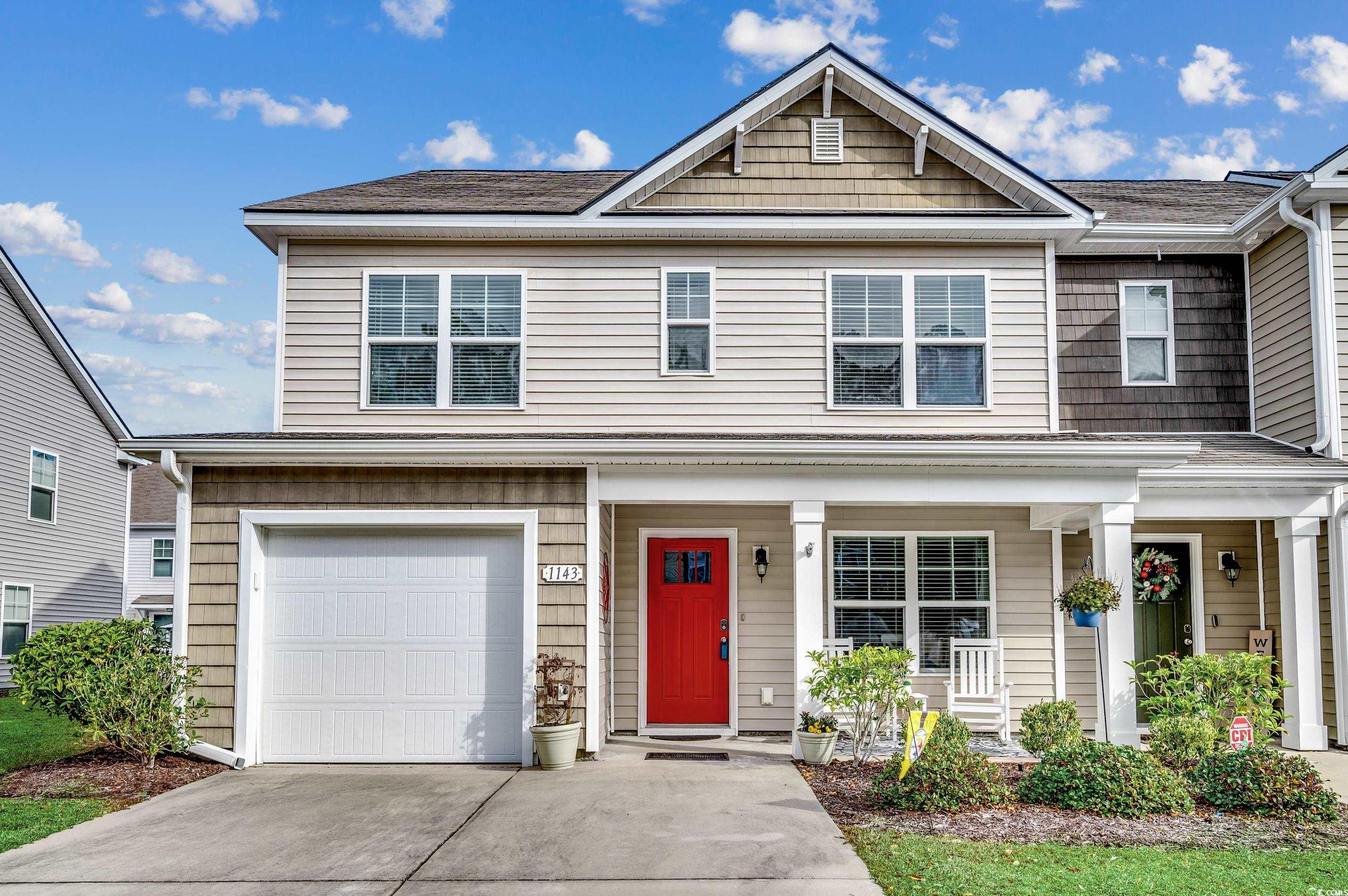 this is a beautiful large 4 bedroom 3.5 bath townhome located at the wild wing golf course. this unit even though only 5 years old has had many upgrades with current owners. all new ceiling fans, powder room on first floor back wall has been shiplapped as well as the island to protect against scuffs and marks. new gutters and down spouts were added this year. it has only been used as a second home, it has never been rented with the current owners. this lovely end unit has five extra windows compared to an interior unit. great back yard with patio. has nice grassy green area off to the left of the home and the yard can be fenced in for your friendly pets or children. you will be in awe when you walk into the living room with vaulted ceilings and windows that filter the light in. the state of the art kitchen with granite counter tops and nearly new stainless steel appliances and large breakfast bar make for a stunning area for family gatherings. the beautiful gray cabinetry and extra large pantry allow for all the storage you will need in your kitchen. this unit has a beautiful master suite with a walk in closet and en suite bath downstairs. the upstairs has 3 additional bedrooms and 2 bathrooms. this townhome has all the conveniences a homeowner could ask for. come see this one before it's gone. there is a nice community pool and sidewalks for your convenience. square footage should be verified by buyer as it is not guaranteed. please be aware that surveillance and recording devices could be in place.