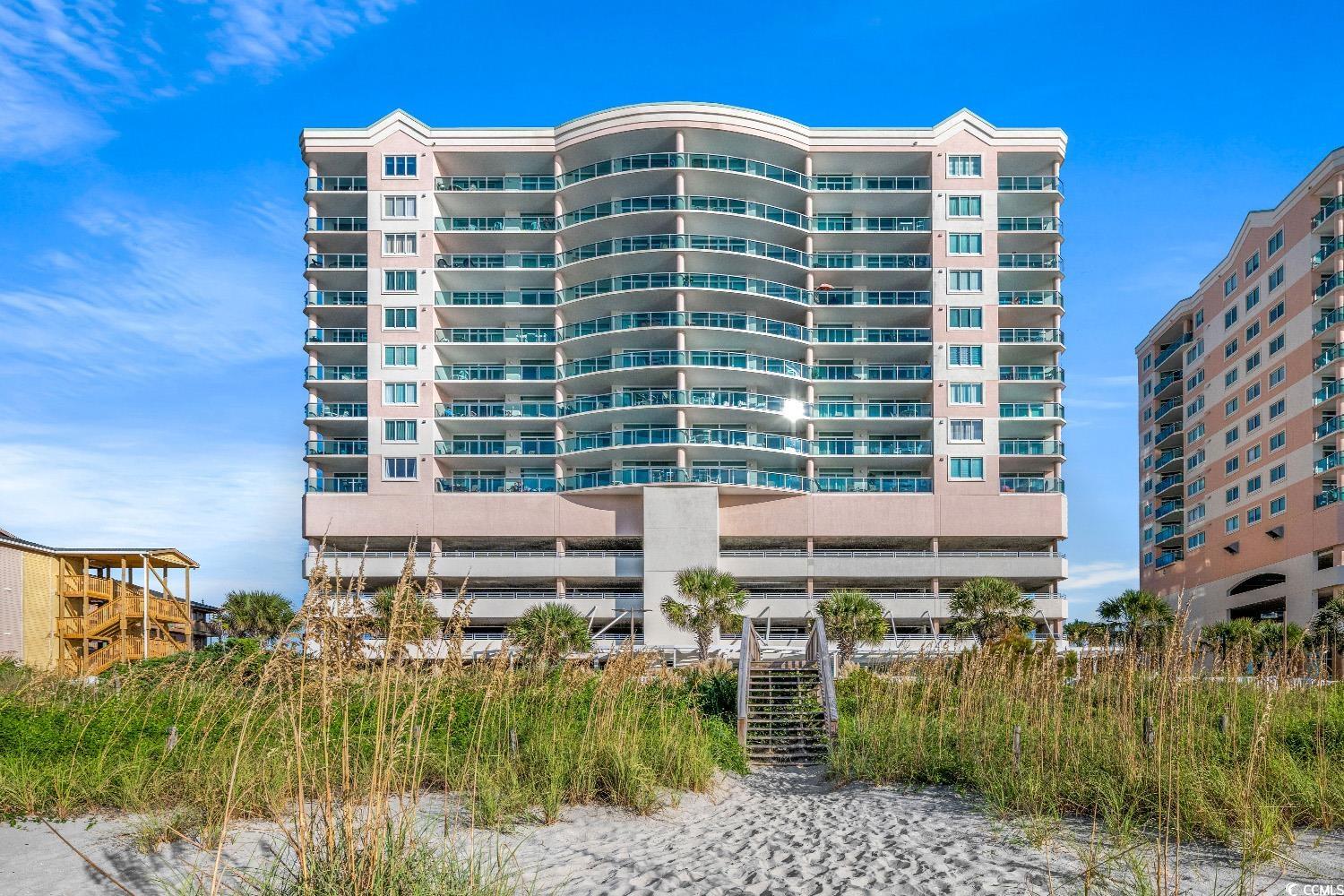 beautiful three bedroom three bath furnished condominium in the very popular blue water keyes property in the crescent beach section of north myrtle beach. the split bedroom floor plan offers privacy for all and each bedroom has it's own bathroom as well. the building offers indoor and outdoor pools, hot tub, lazy river, exercise room and an incredible sun deck on the 6th floor for catching rays while enjoying the city view. the parking garage is underneath the building so there is easy access to the elevators without going outside.