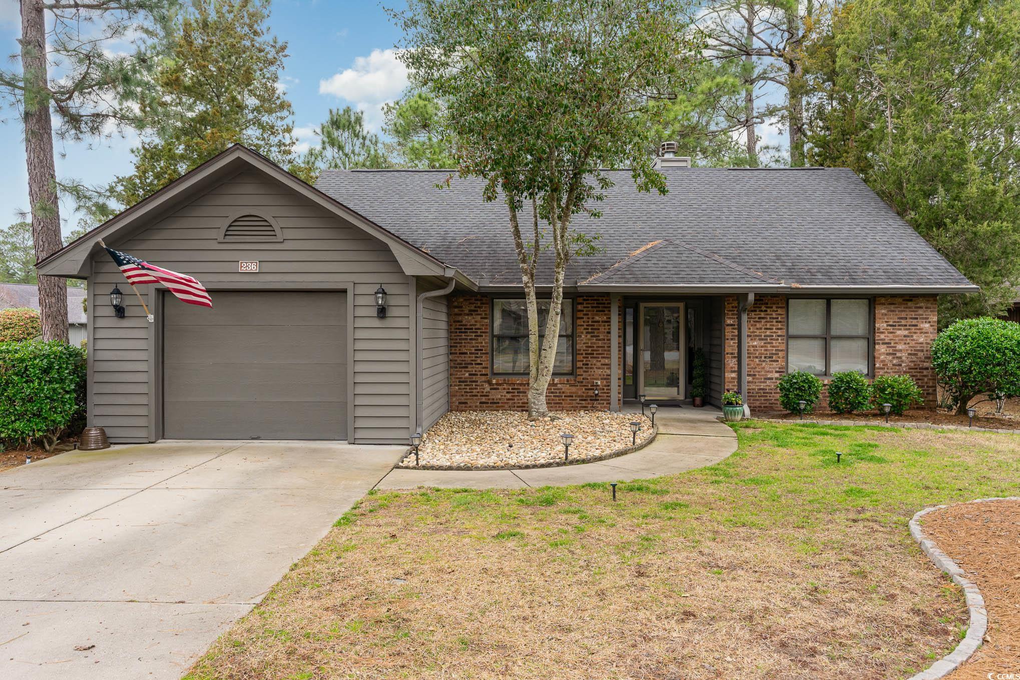 welcome to this beautiful 2 bedroom, 2 full bath, single story home in myrtle trace. this home sits on a corner lot and offers spacious rooms, vaulted ceilings, a carolina room, and is upgraded both inside and out! a new roof was installed in 2019, a new hvac system in 2021, and a new hot water heater in 2021. laminate flooring has been laid throughout most of the home, while tile has been laid in the foyer, hallway, the kitchen and both bathrooms. the foyer, dining room, and family room all share vaulted ceilings, while the family room alone offers a beautiful natural fireplace with a tile outline, transom windows, and two large sliding doors that lead to the back patio. the kitchen has upgraded granite countertops, white appliances, and a large pantry. as you pass through the kitchen, you arrive in the spacious sunroom, which has vaulted ceilings, a ceiling fan, and plenty of windows that allow natural light to fill the room. both bedrooms are located on the opposite side of the house. the master bedroom offers a ceiling fan and a large bathroom that has a separate tub and shower, which has a glass shower door. the back patio is located right off the family room and with the trees providing the perfect amount of shade, it will be one of your favorite spots to enjoy the carolina weather. the garage offers pull down attic stairs which lead to the spacious attic that is perfect for storage. the owners have also added an irrigation system and gutter guards. this home has been well taken care of, comes with plenty of upgrades and new additions, and its thoughtful design and functionality will make it a perfect fit for its new owners. myrtle trace is a 55+ community and has a very active lifestyle for its residents, including the community golf course "burning ridge". all measurements/information are estimates and not guaranteed. it's the responsibility of the buyer to verify any and all information.