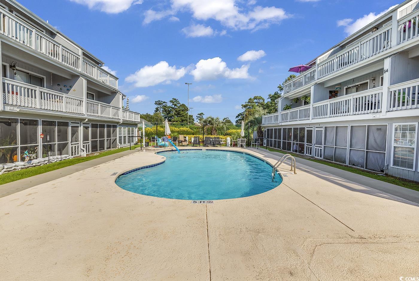 little river, sc~ furnished condo for sale with no steps (first floor) and low hoa dues!! 1br 1ba located in golf colony unit 13-l.  this lovely condo is minutes from cherry grove beach and the intra coastal waterway! it is across from a beautiful new hospital and just down the road from north myrtle beach where you can find just about any shopping + entertainment you'd want (publix, home goods, kohls, tons of boutiques and restaurants galore). you are minutes from the nc beaches like sunset beach and just a few miles from calabash. golf colony is centrally located for your enjoyment and convenient living!! this rare first floor condo has a beautiful view of the pool from the living room & kitchen area as well as the screen room. enjoy your morning coffee while sitting on the cozy screen room! the  doors and windows are updated! the kitchen offers updated cabinets and white appliances to match the cabinets. there is a cozy dining area and a spacious living room! the lr, kitchen, and dining all overlook the beautiful pool! the large bedroom offers  a good sized closet, updated paint, and a large window which is nice for natural light. the bathroom has a good sized vanity with cabinetry for storage! there is a spacious pantry and a storage area where the water heater is located. the screen porch overlooks the stunning pool and lavish landscaping which is there for your enjoyment but without the hassle of cleaning and maintaining (this is done by the hoa). the laundry area has a stackable washer/dryer which will stay.  the pool was recently updated with concrete poured around exterior and hand rails added for easier access. the common area in the back is beautifully landscaped and maintained by the hoa. you are allowed to short term rent (3 day minimum) and long term rent. there are newer mailboxes that were recently installed for all the owners. if you are looking for an affordable way to live or stay at the beach you'll want to take a look at this awesome condo before it gets away!! please contact your realtor to get the rules/ regulations/ details of the hoa. address: 3700 golf colony dr. unit 13-l (first building in golf colony on the left)  little river, sc 29566