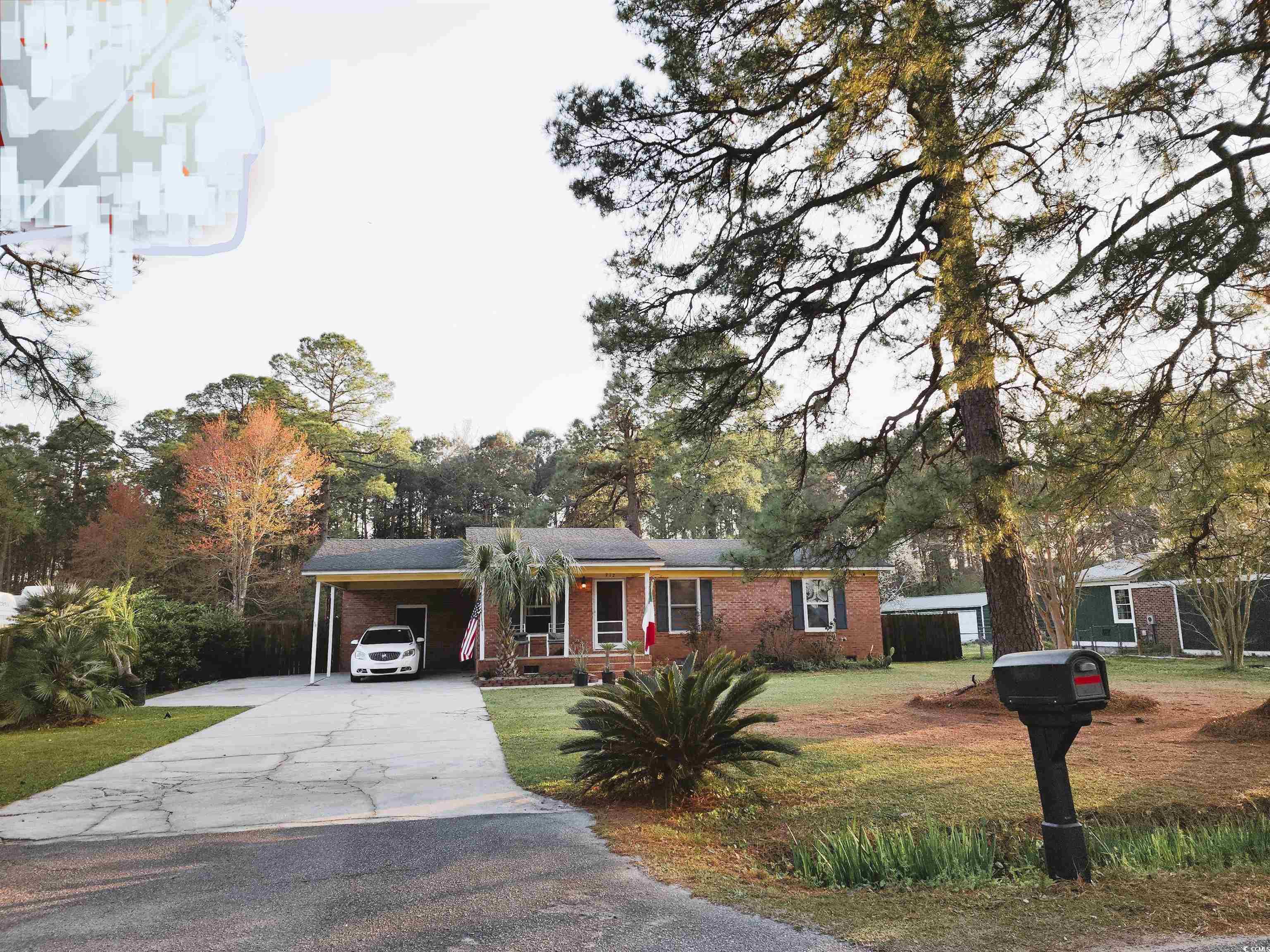 an original all brick southern ranch home built in the 70's. this 3 bed 1 bath home is move in ready with tropical plantings lit up at night, truly a must see. this home has no hoa it is not in a flood zone, over 1/2 acre of fenced in back yard ready for your pups. with a shed, rv/boat pad and parking for 6 cars. all appliances stay. and, just installed a new hvac. roof and hot water tank almost new. the home is on a cul-de-sac close the conway medical center and coastal carolina university. close to the beach/shops and dining. in the evening turn on the landscape lighting  and sit on the porch under the palm. don't miss out on this home it will not last long at this price. truly a must see.