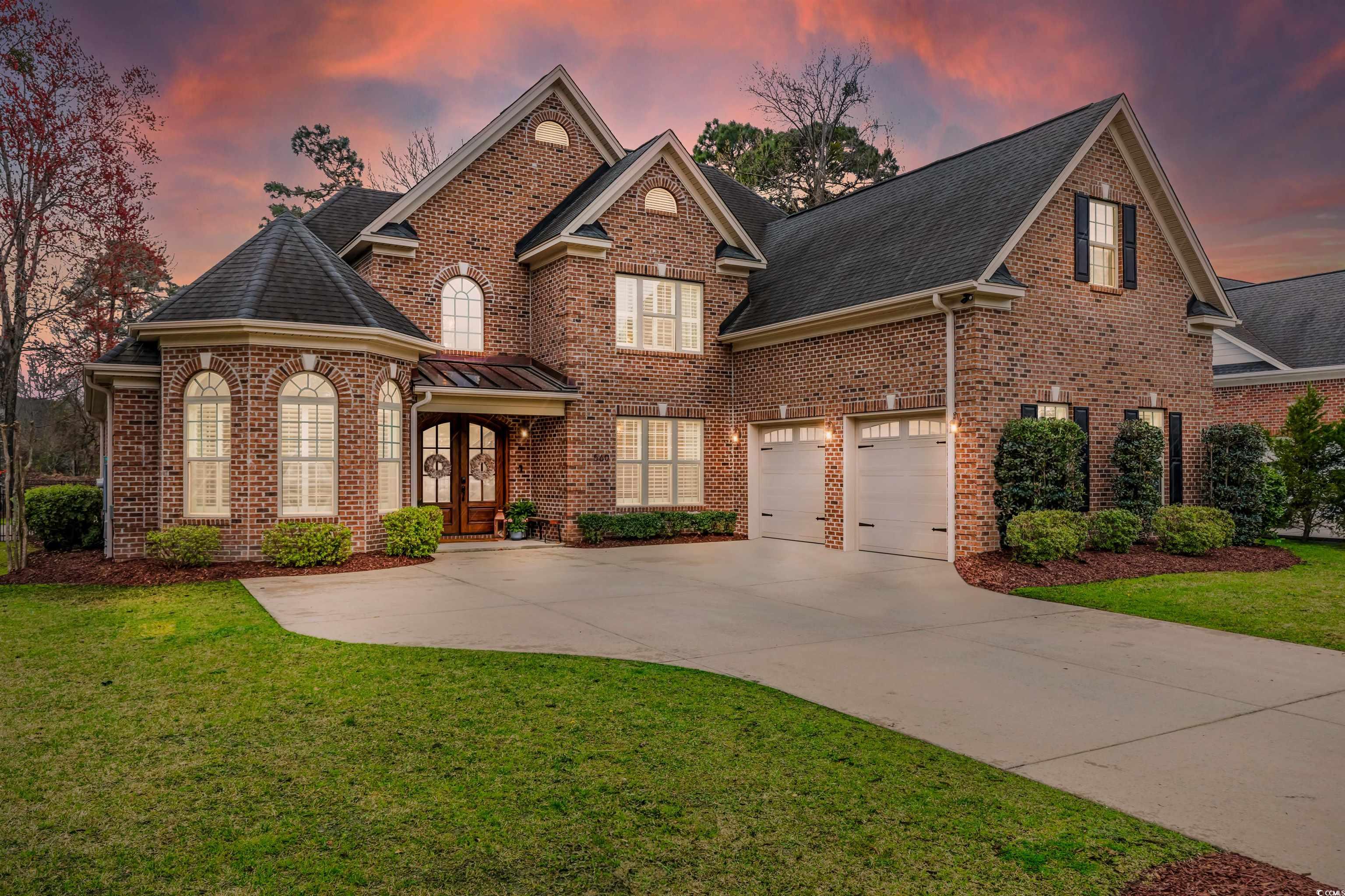 this magnificent custom built all brick home has it all. from the moment you pull into the oversized drive, you will notice thecraftsmanship. enter through the arched double doors and immediately your eyes are drawn to overflowing natural light in the spaciousgreat room with an abundance of windows. as you move into the kitchen, you will appreciate that this is an entertainers' dream includingplenty of cabinet space, an oversized island, farmhouse style sink, stainless steel appliances, gas cooktop and walk in pantry. you willlove being able to host guests with a spacious eat in kitchen area, formal dining room, as well as a cozy den complete with a fireplaceand custom built in cabinetry. the split floor plan allows privacy and a retreat for the owners on the left side of the home. a spaciousbedroom is the perfect place to unwind and relax. the sprawling bathroom includes a sparkling tiled walk in shower, deep soaking tub,double vanity and private water closet. the suite also includes the dream closet for the clothing connoisseur with a generous island andplenty of storage. you can also enjoy coffee and spectacular sunrise and sunset on your screened in back porch. on the right side ofthe home your guests will enjoy their own private space with a spacious bed and bath. the laundry room is also conveniently located offthe garage entrance. upstairs enjoy the flexibility of 3 more generous bedrooms, large landing space that can be used as an office orplayroom and a full sized bathroom. this home also offers plenty of function with a 2 car garage that was extended with a 3rd bay. itallows room for your cars, toys, extra utility storage and more. the back yard is a continuation of space to entertain with a new 1000square foot paver patio, plenty of room to dine and relax, as well as a fenced in yard. plenty of room to build your dream pool in thefuture. also, maintain your yard with ease through a 5 zone irrigation system, using rachio head unit that is managed right at yourfingertips through a phone app. plantation lakes gives owners access to first class amenities including a clubhouse, volleyball courts,lighted tennis courts and a securely fenced children's playground. you'll enjoy access to 15 miles of shoreline in these private lakes, daydock access, & sidewalks. located in carolina forest and just minutes from shopping, dining, award winning schools, bike trails,medical offices and more. all while being conveniently located in driving distance to the miles of coastline, beaches and the sparklingatlantic ocean. book your showing today! there's just not many homes that offer all of this in the carolina forest area.