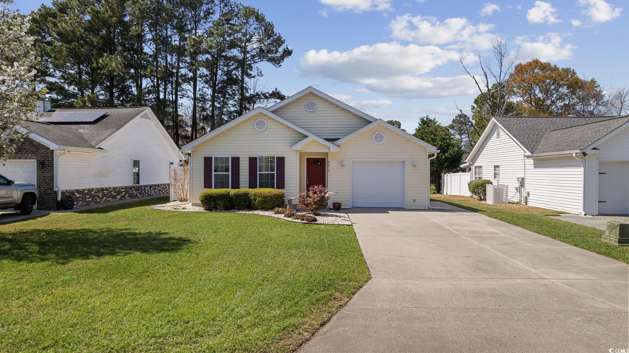 ask your agent about a potential credit at closing! this charming, well-maintained, ranch style home is located just a short drive to murrells inlet marshwalk and surfside and garden city beaches. you will note the beautifully kept front yard as you approach this home, the one car garage and ample driveway parking. kings grant is a small community that also has a pool (nominal fee/year for access) and a playground. whether you are buying your first home, looking for a vacation home, or are just relocating this lovely home would meet your needs. as you enter, the kitchen and eat-in dining are on the left. the range and microwave are newer (2023), you have a work island, plenty of cabinet space and who doesn't love a kitchen with windows.  in the living room, the fireplace (wood burning converted to propane) makes a beautiful focal point and the vaulted ceiling opens up this cozy space.  down the hall you will find two guest bedrooms, guest bath, and the spacious primary bedroom and primary bath.  off the living area there is a side patio with some privacy and a generously sized backyard (fences allowed).  roof 2016.  hvac 2020.  water heater 2024. ceiling fans in all bedrooms.  single level home with low hoa fee.  washer and dryer convey.  the owner also recently painted the home and installed a new front door in preparation for the sale. book a private showing as soon as possible.  be sure to check out the video tour.  welcome home!