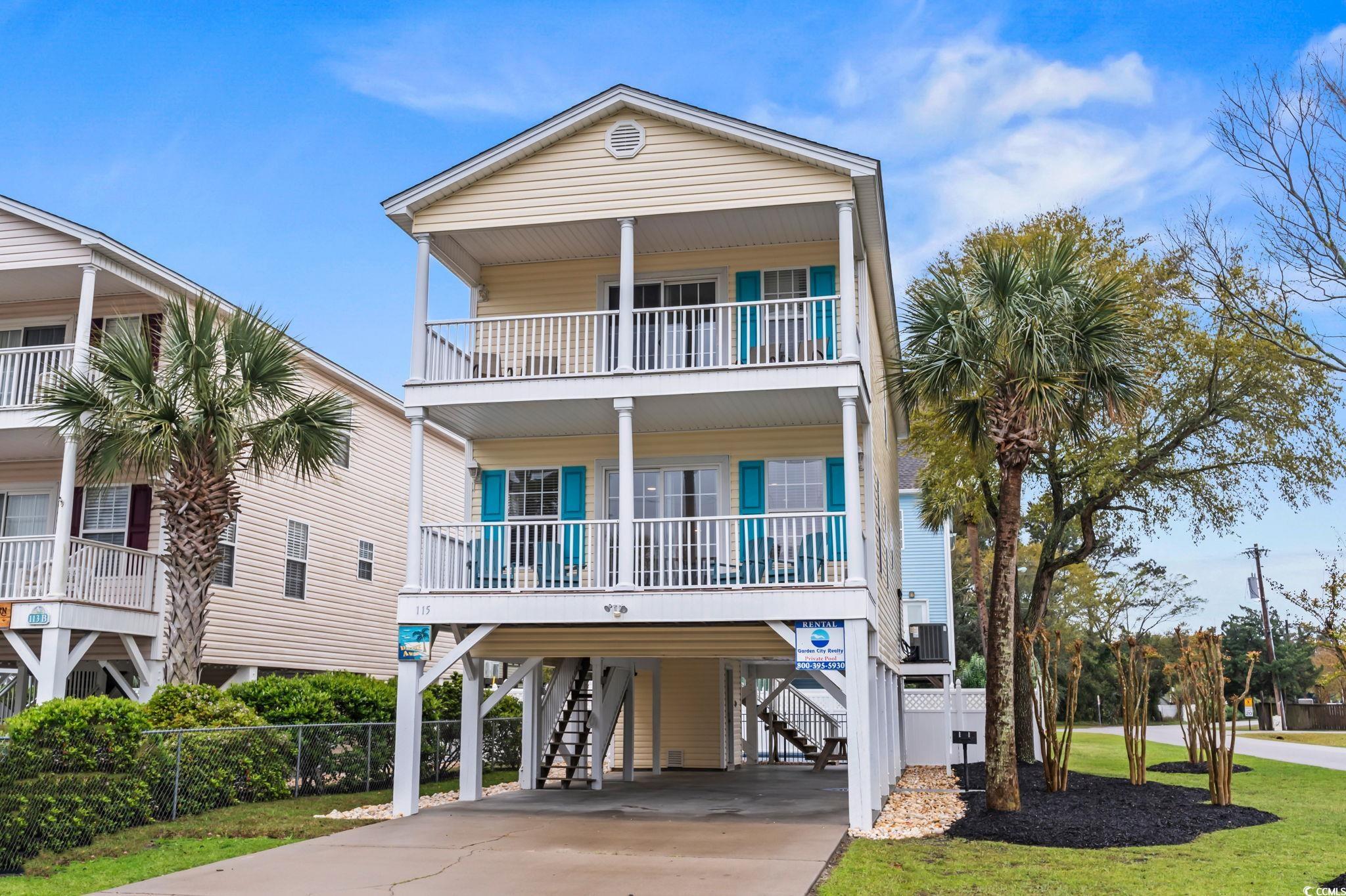 "drift away" is located in surfside beach within one block of the beach. you will notice in the pictures, that 5th avenue south has direct beach access at the end of the street. the first floor of the home features the living room, kitchen, laundry, dining area, bedroom and full bath, and a porch on the front with ocean views. upstairs has three more bedrooms and three full baths as well as a private balcony off of the master suite. from this balcony you can catch a glimpse of the sand and waves! improvements have been done such as new granite countertops in the kitchen, painted cabinetry, whole house painted, all furniture is new except master bedroom. roof 2017. hvac 2019.  the backyard features a private pool with a fenced in yard. pool was refinished in march. new pool equipment in 2023. this corner lot is just a few steps from the beach yet it is on a quiet street that does not have much through traffic.