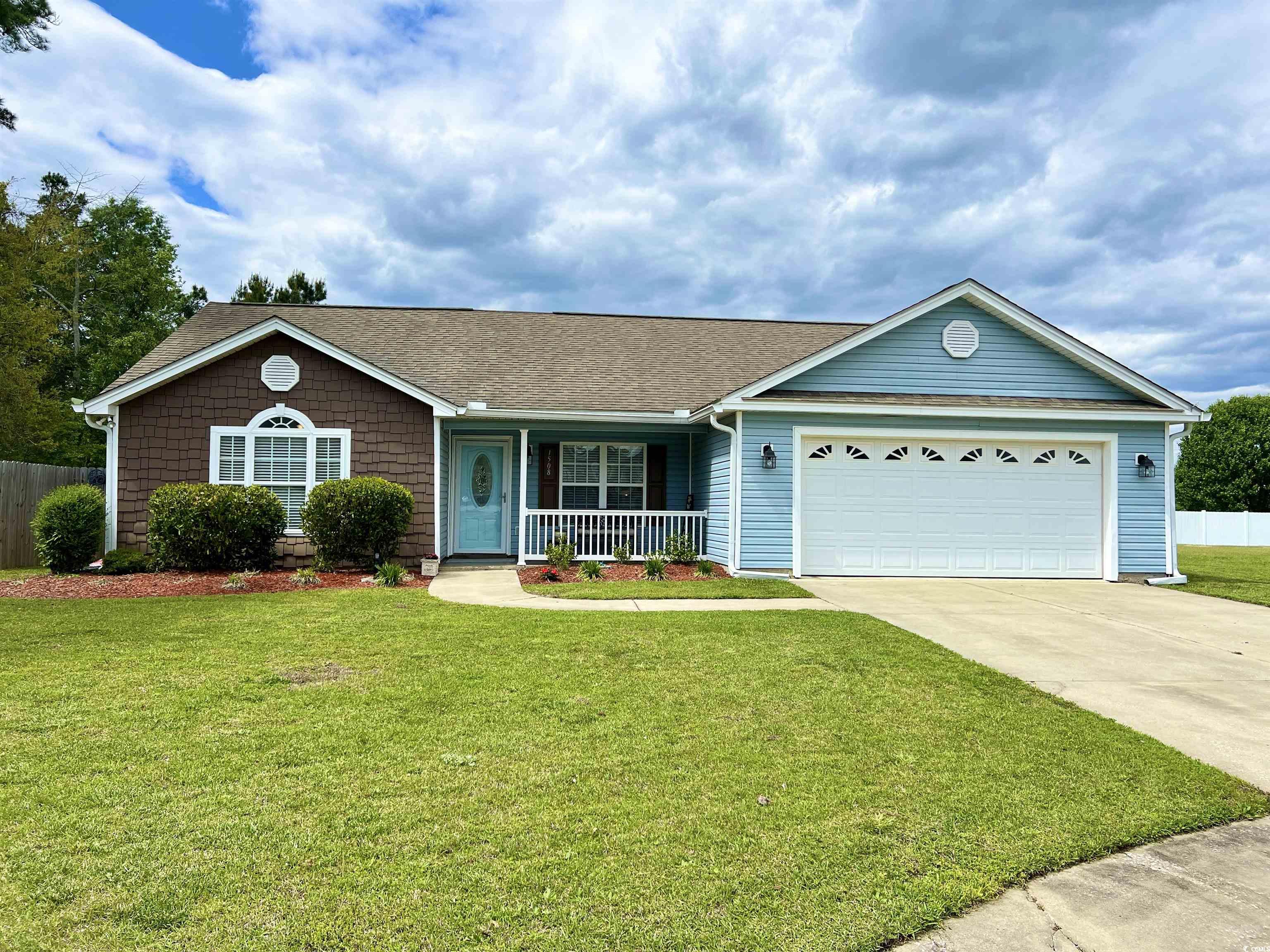 3 bedroom, 2 bath home with a carolina room, screened porch, 2 car garage, fenced-in yard on a quiet cul-de-sac and no hoa in new castle. move in ready -beautifully furnished and comes as your see it. all furniture, appliances, electronics, decor, and patio furniture convey.  spacious kitchen with breakfast nook, stainless steel appliances, granite countertops, and pantry. living room has vaulted ceilings. easy to maintain lvp in living/kitchen area, hallway, and primary bedroom. split bedroom plan. primary suite has a spacious walk-in closet, double vanity sink, and a separate shower & garden tub. carolina room is heated and cooled and perfect for office area. screened porch overlooking large lush back yard. deck for grilling and relax at the fire pit area. home has recently been painted, has new carpet, tile, and a new irrigation system. security system. 2015 roof. home sits at the end of the cul-de-sac and is nicely landscaped. fenced yard and on one side there is a large gate that opens.  no hoa. home can also be sold unfurnished, if desired. minutes to beautiful, historic downtown conway, sc. square footage is approximate and not guaranteed. buyers responsible for verification.