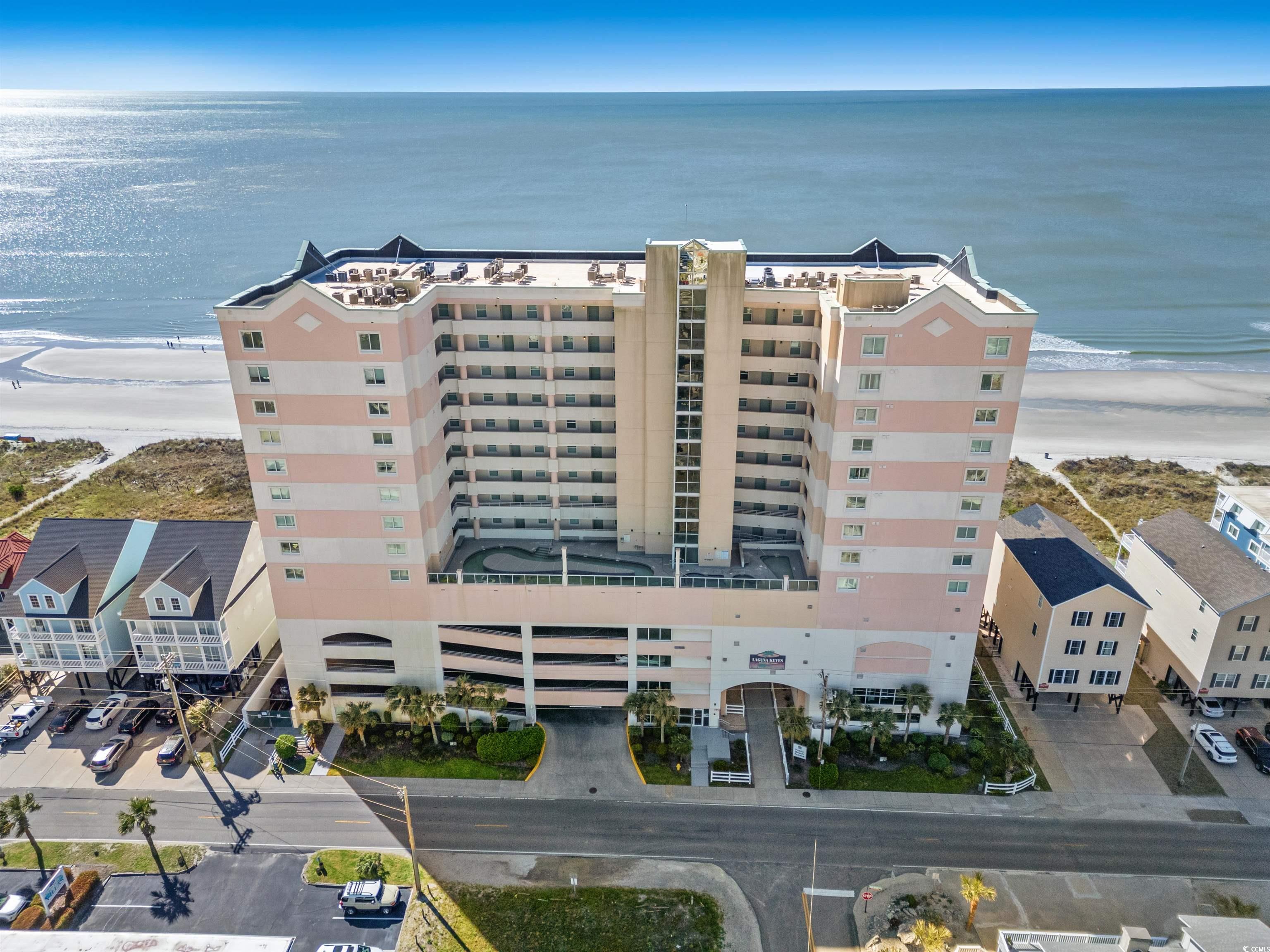 step into coastal luxury at laguna keyes, a premier destination in the serene cherry grove section of north myrtle beach. this one-bedroom oceanfront gem showcases breathtaking views of the atlantic ocean, setting the stage for your own personal seaside retreat. imagine waking up to the gentle sounds of the waves and starting your day with a cup of coffee on your private balcony, enveloped in the golden glow of the sunrise. as evening approaches, toast to the good life with your favorite drink, witnessing the sun dip below the horizon.  laguna keyes boasts an array of amenities designed for relaxation and recreation, including both an indoor and an outdoor pool, a lazy river that winds peacefully, multiple hot tubs, and a state-of-the-art exercise facility. when ready to explore beyond the comfort of your new home, you'll find local landmarks such as the carolina opry and the myrtle beach sky wheel, along with a myriad of thrilling activities like parasailing and sea doo rentals, just moments away.  this property represents a superb choice for those seeking a primary residence, a vacation getaway, or a savvy investment opportunity. don't miss out on the chance to own this coastal haven. please note, all measurements and square footage are approximate. verification of details is the buyer's responsibility.