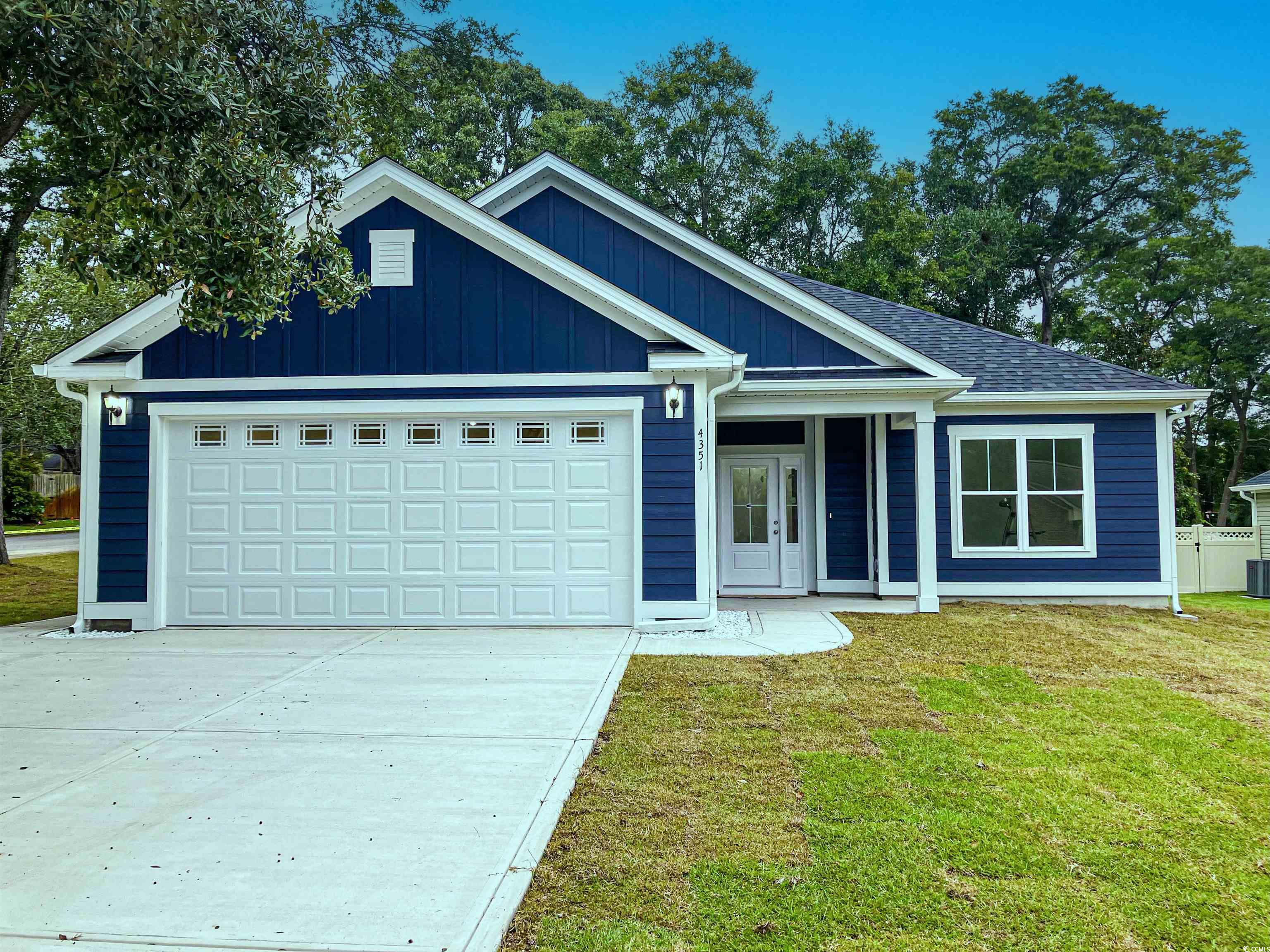 welcome to 4317 live oak dr, a stunning brand new, custom built 3-bedroom, 2.5-bathroom home on nearly half an acre and less than 15 minutes away from the ocean. if you act fast enough, you will even be able to choose some of your own finishes and special customizations. this large home is over 2000 heated square feet and offers an open floor plan design with thoughtful features and upgrades. this residence is a perfect blend of comfort and elegance. upon entering through the foyer, you will walk into the large kitchen, a culinary enthusiast's dream. the kitchen boasts stylish stainless steel appliances, a large pantry, custom cabinetry, a farmhouse-style sink, and even a waterfall island/bar area. your living room and kitchen is open and bright, characterized by high ceilings, an easy flow to the rest of the home, and an abundance of natural light. the master bedroom features a massive walk-in closet and 10 foot ceilings. the master bathroom exudes luxury with a dual sink vanity and a large tiled walk-in shower. step outside and experience the charm of the front porch, perfect for taking in the sights and sounds of the friendly, quiet neighborhood. the covered screened-in back porch and patio offer a delightful space for entertaining or simply unwinding. situated in the charming town of little river, this property boasts convenience and tranquility. enjoy easy access to dining, shopping, golf courses, and of course the beach! book your showing today!