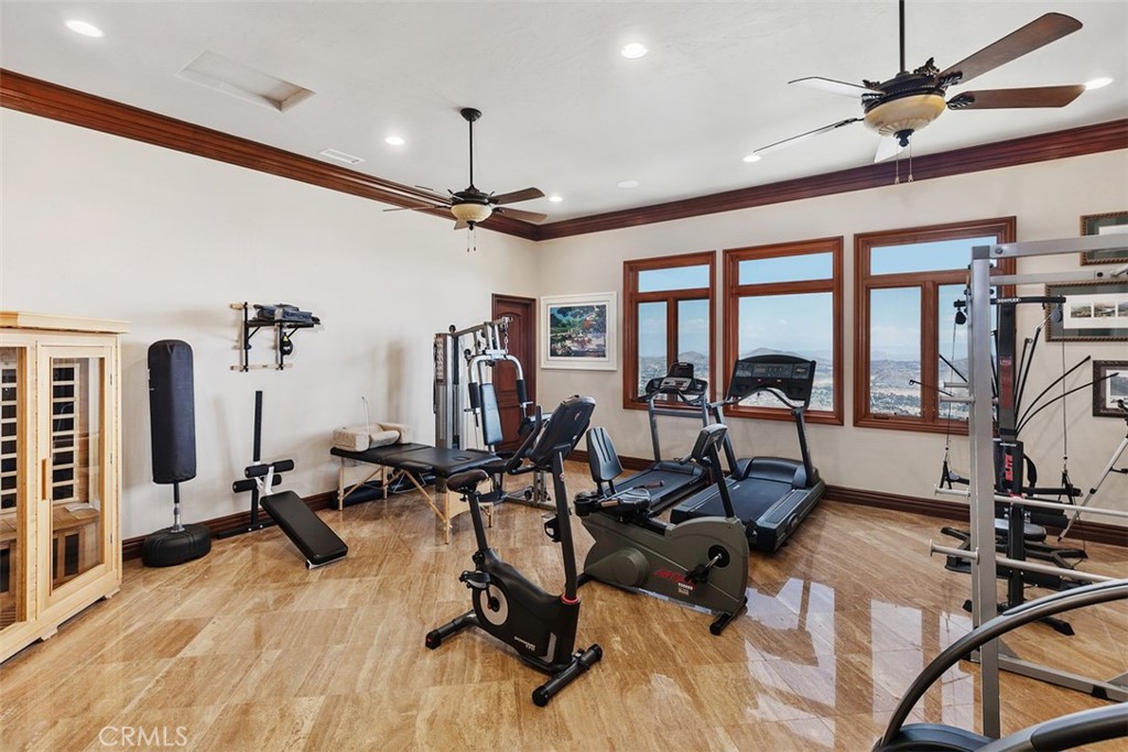 Home Gym with breathtaking views and full bath.