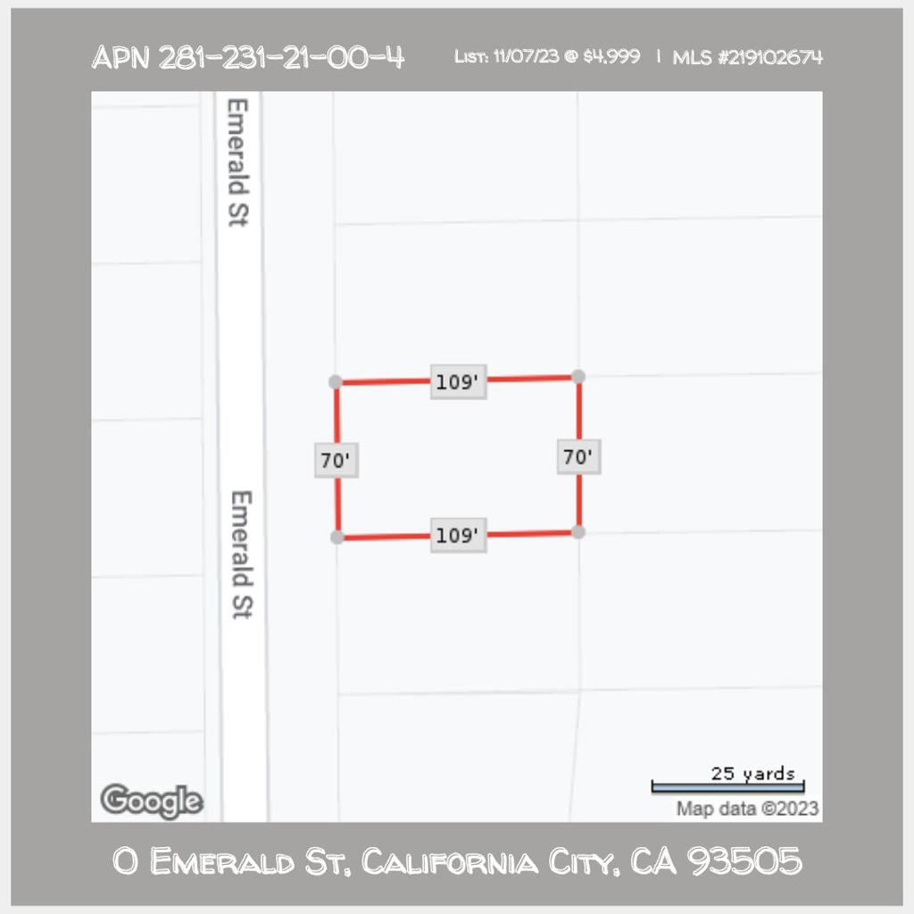 0 Emerald Street, California City, Kern, California, 93505, ,Land,For Sale,0 Emerald Street,219102674DA