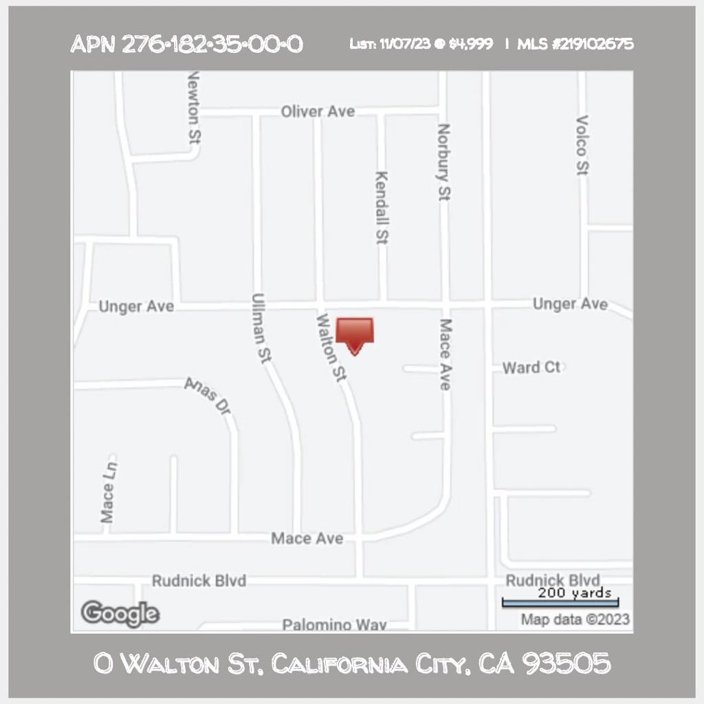 0 Walton Street, California City, Kern, California, 93505, ,Land,For Sale,0 Walton Street,219102675DA