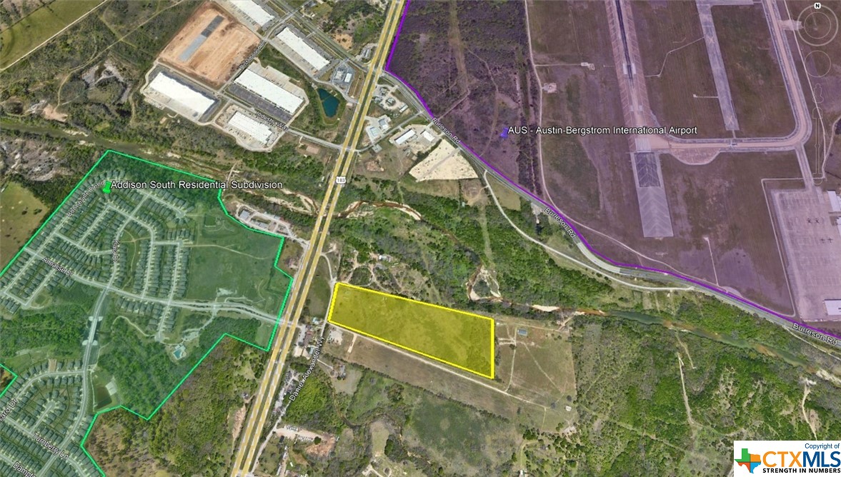17.40 Acre Commercial Development tract near Austin Bergstrom Airport! Fully entitled for self-storage development – site plan approved for up to 97,400 SF. Located in an Opportunity Zone (OZ qualified) and a high demand area for commercial and storage needs. Austin is one of the fastest growing cities in the United States! The close proximity to Austin Bergstrom Airport, the Circuit of Americas race track and the new Easton Park residential subdivision with over 1,400 lots provides many unique development opportunities. Outside City Limits; inside Austin ETJ. Utilities – public water and electricity are both available; 6” water line at the front of the property; served by Austin Electrical. Seller will provide architectural and engineered drawings. Rear portion of the property lies within the 500-year floodplain. Less than 8 miles from the new Tesla GigaFactory!