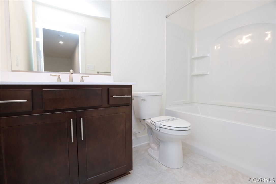 Photo represents the plan, not the actual home. Design selections may vary. Hall bath w/ double vanity.