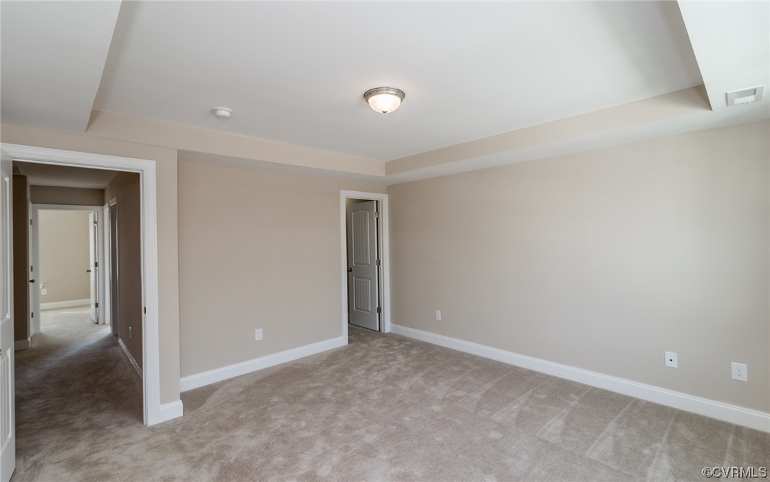 Photo represents the plan, not the actual home. Design selections may vary. Upstairs you'll find the private primary suite featuring an ensuite bath with tiled shower, carpet and walk-in closet.