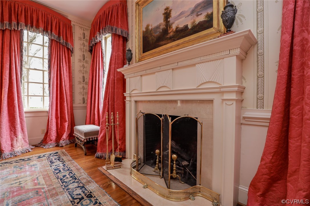 Mantels in Living Room and Dining Room are Historic Reproductions with marble hearths and surrounds.