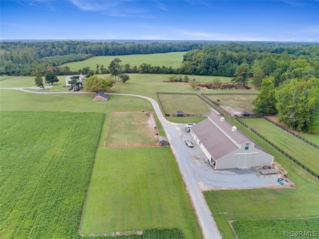 Aerial View Featuring Barn.