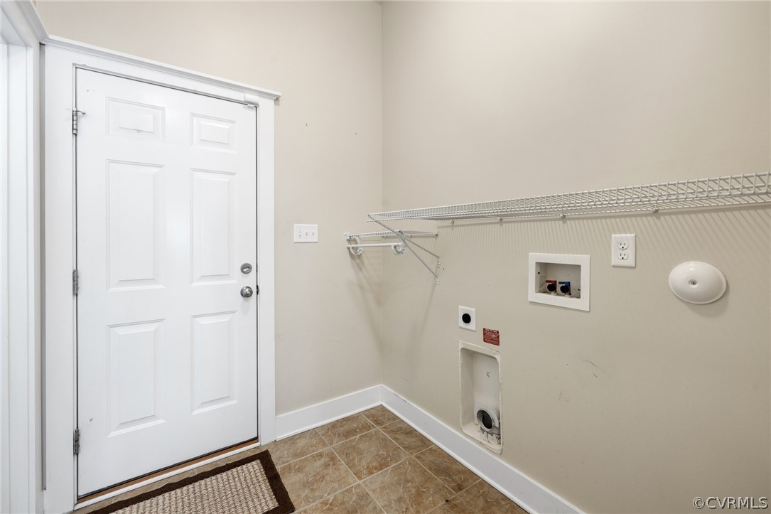 Laundry Room is on the main level off the garage and features shelving and a walk in  