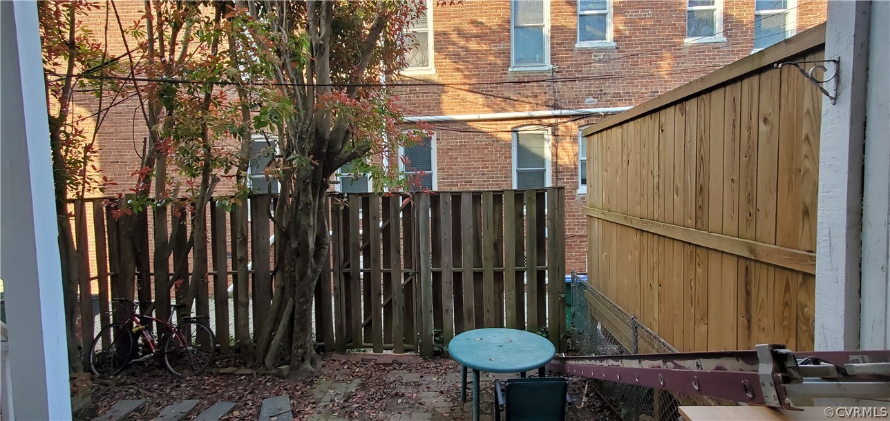 fenced, off rear porch