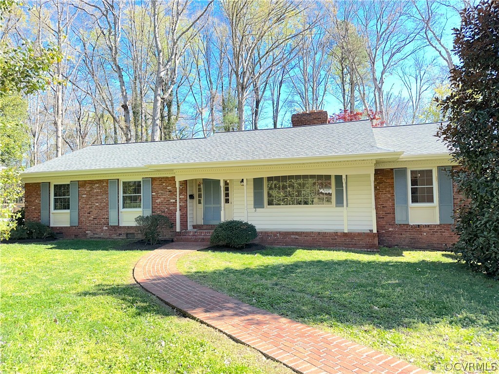 Don't miss this Updated & lovingly cared for one owner Brick ranch in beautiful Crestwood Farms. Freshly painted & refinished hardwood floors and new LVP in the kitchen & basement, it's move in ready! You will love the floor plan - it has a good flow and an open feeling from the living room w/picture window & fireplace w/marble surround to the dining room w/Crown molding & chair rail. The family room has beautiful random width pegged oak floor, built-in bookcases, a brick fireplace and is open to the sun room which has lots of large casement windows, skylights, ceiling fan + ceramic tile floor.The eat-in kitchen was updated with custom raised panel Alderwood cabinets that have slide out shelving+crown molding, new LVT flooring and all appliances convey. All the bedrooms have refinished oak flooring. the primary suite has 2 closets (one is a walk-in), a private ceramic tile bath with spacious shower w/a built in seat and a large vaulted ceiling additional room, perfect for a sitting room or home office. The walkout basement has a nice recreation room w/brick fireplace & storage cabinet + new LVP floor.There is a half bath and a big laundry room w/ utility sink & new LVP floor.  The garage has always been used as a game room and workshop. The freezer conveys and the pool table is negotiable. Below the circuit breaker box there is a generator hookup. Between the garage and rec-room is a storage room w/ shelves and an access door to the crawl space. 30 yr roof, furnace, air conditioning & gutters  were installed in 2017 and the Hvac has just been serviced . Outside there is a detached tool house  w/electric service & a storage loft and a paved circular driveway with lots of parking space. The .69 acre corner lot has beautiful trees & lawn. Located within easy walking distance to Lake Page & the neighborhood Picnic area. It's very convenient to downtown,the West end, highways, shopping, restaurants, medical facilities & more! If we are fortunate enough to receive contracts they will be presented at 6pm Monday April 22