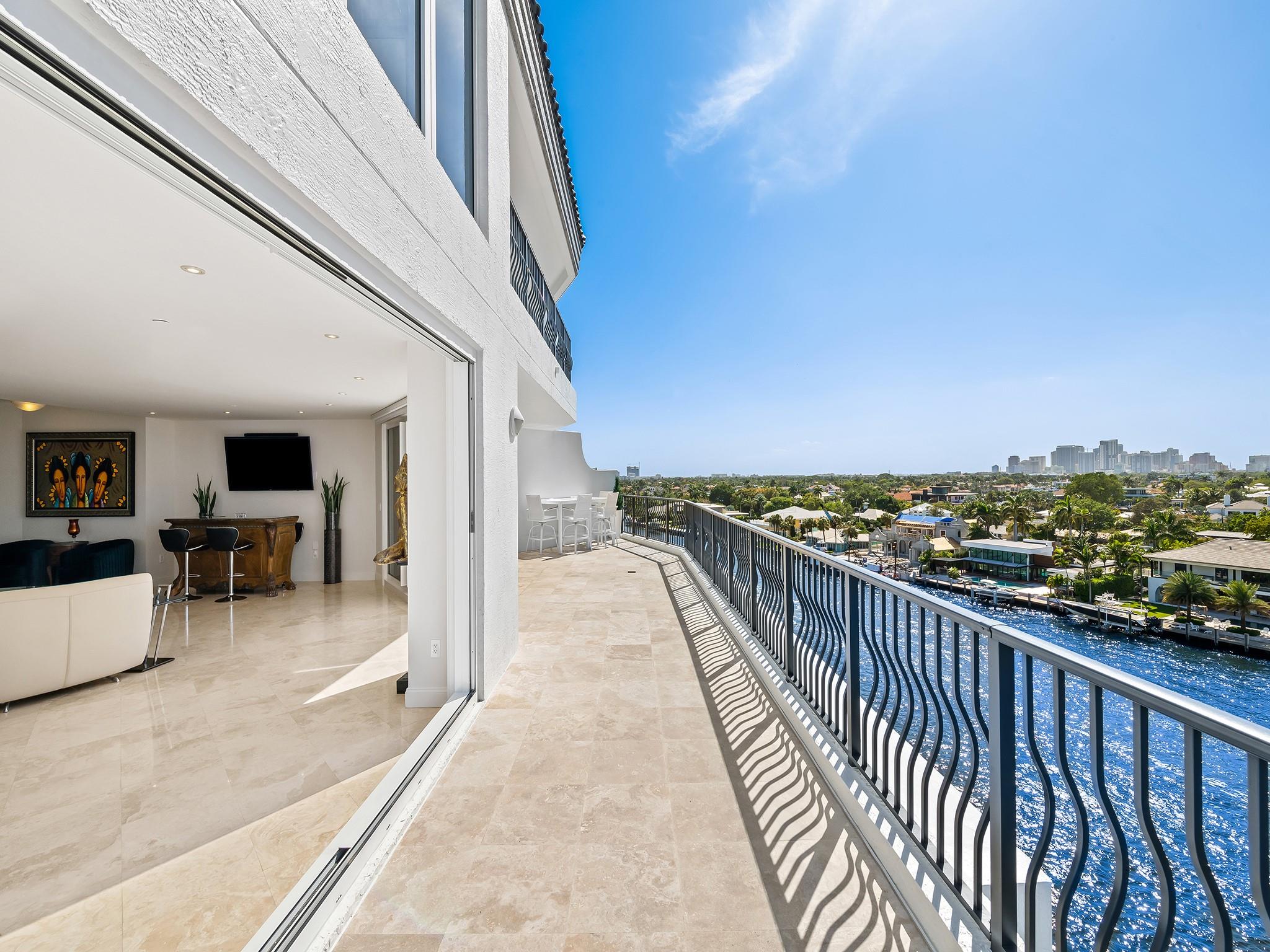 One of a kind PENTHOUSE directly on the Intracoastal in Fort Lauderdale with incredible views of the Intracoastal Waterway, City Skyline, Ocean, Parks and amazing sunrises and sunsets. Open Floor plan 4,305 sq ft plus 1,800 sq ft of balconies from every room, with new floor-to-ceiling retractable Euro Tech sliding doors, 4 spacious bedrooms, 4 full bathrooms, a huge renovated kitchen, and a large office. Unit is offered fully furnished. Great location just steps away from white sand beaches and turquoise ocean, parks, high-end restaurants, shopping & spas like The Four Seasons, Conrad, Ritz Carlton, and W Hotel. This boutique building has only 22 residences, a new state-of-the-art fitness center, a pool and a community boat dock, and more. Annual lease at $15,000 or 6 months at $21,000.