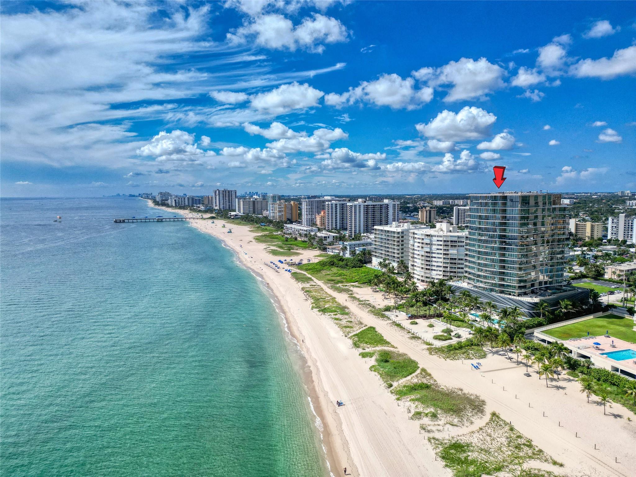 Extraordinary 3 bedroom 3 bath residence at Sabbia Beach Condos. Exquisite Luxury Boutique 68 unit condo with full service amenities to welcome you home! This rare Sky Residence Positano has direct elevator access leading to a private floor.  Floor to ceiling impact windows to embrace the breathtaking Atlantic Ocean, Intracoastal and city views from the 17th floor.  Generous wrap glass balcony to enjoy alfresco dining  Gourmet kitchen with large center island & seating, Miele appliances and custom designed Italian cabinetry.  Luxury 5 star 24 hour doorman building with valet parking.  Amenities include exotic oceanfront pool with cabanas, spa, and concierge service.  Social room designed by Steven G; fully equipped fitness center, his & hers sauna & steam room.   2 Garage spots; one deeded