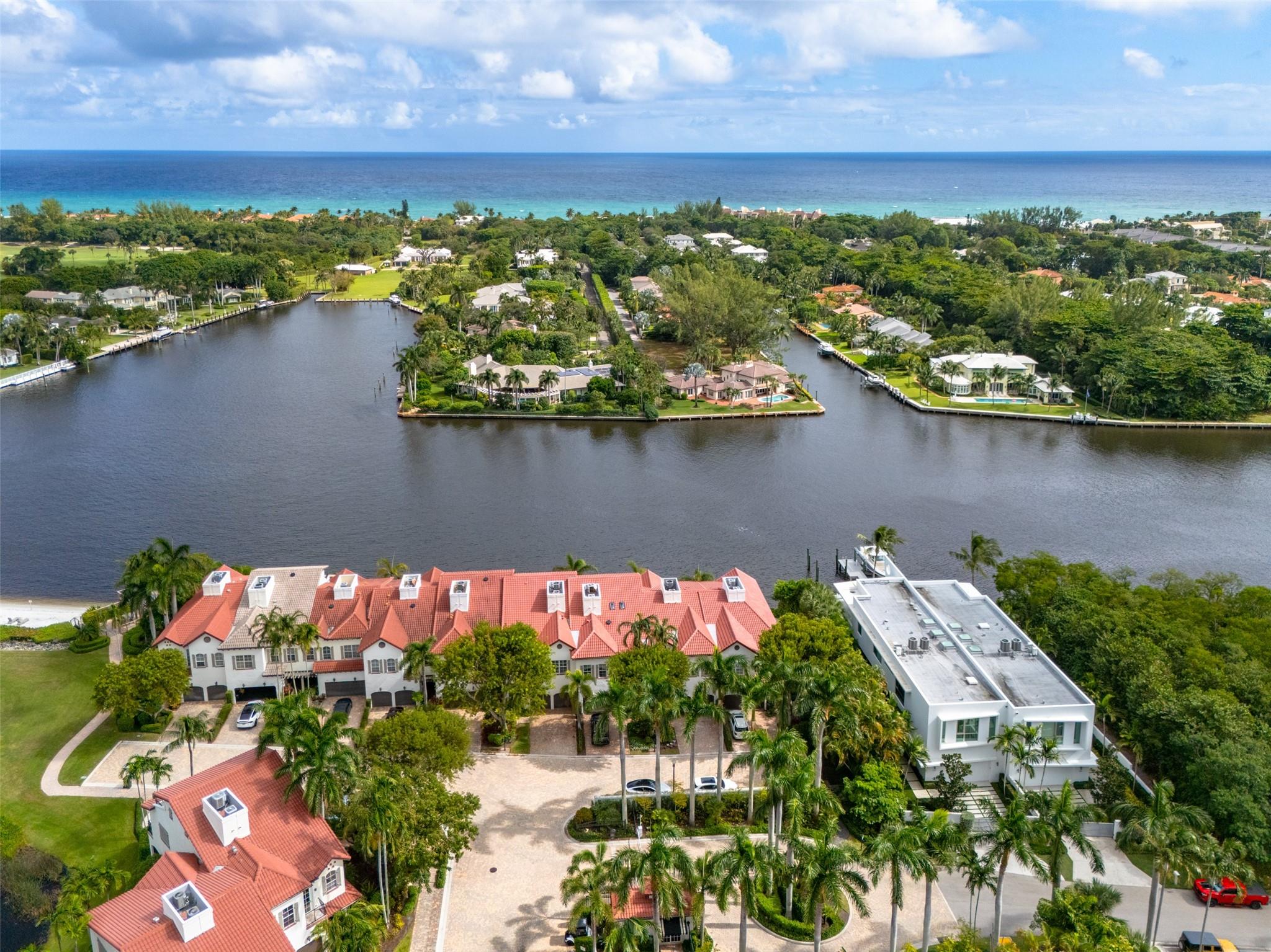 Your magnificent waterfront oasis awaits on the direct intracoastal. In the prestigous Estuary enclave of townhomes with 24 hour security. This unit has several updates including new chefs Jennair Appliances, bosch dishwasher, new kitchen counterops, new roof done in 2022, new hvac 2023, new wide plank european white oak floors , elevator, oversized designer walk in closets. The primary suite overlooks the intracoastal waterway from the suite and the outdoor patios on both levels. Two additional guest suites and full bath along with separate laundry room upstairs. Beautiful outdoor beach area with gazebo  and clubhouse with heated swimming pool. Minutes to all Delray Shoppes and Beach.