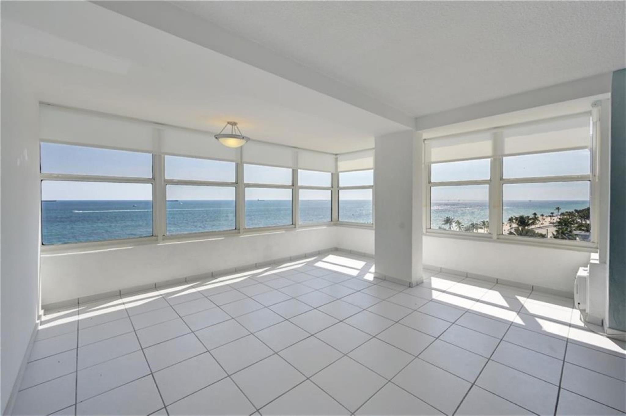 Steps to the beach! Bright, spacious, 2 bed / 2 bath, unfurnished apartment featuring stunning ocean & intercostal views in a beautiful oceanfront building in the heart of Fort Lauderdale's Central Beach, between Las Olas and Sunrise Blvd. Close to the finest Dining, Shopping (Galleria mall), activities (Beach Yoga, Sea Cycle, Morning Walks/Rides, Paddle boarding, Pickle Ball, Picnics...), and entertainment (Elbo Room, Hard Rock...) that Fort Lauderdale has to offer. This residence features a large bright living and dining room area, an open kitchen with granite counter tops, 2 walk-in closets and plenty of storage space. Approximately 1,118 sq ft. Includes 1 parking space, hot water.